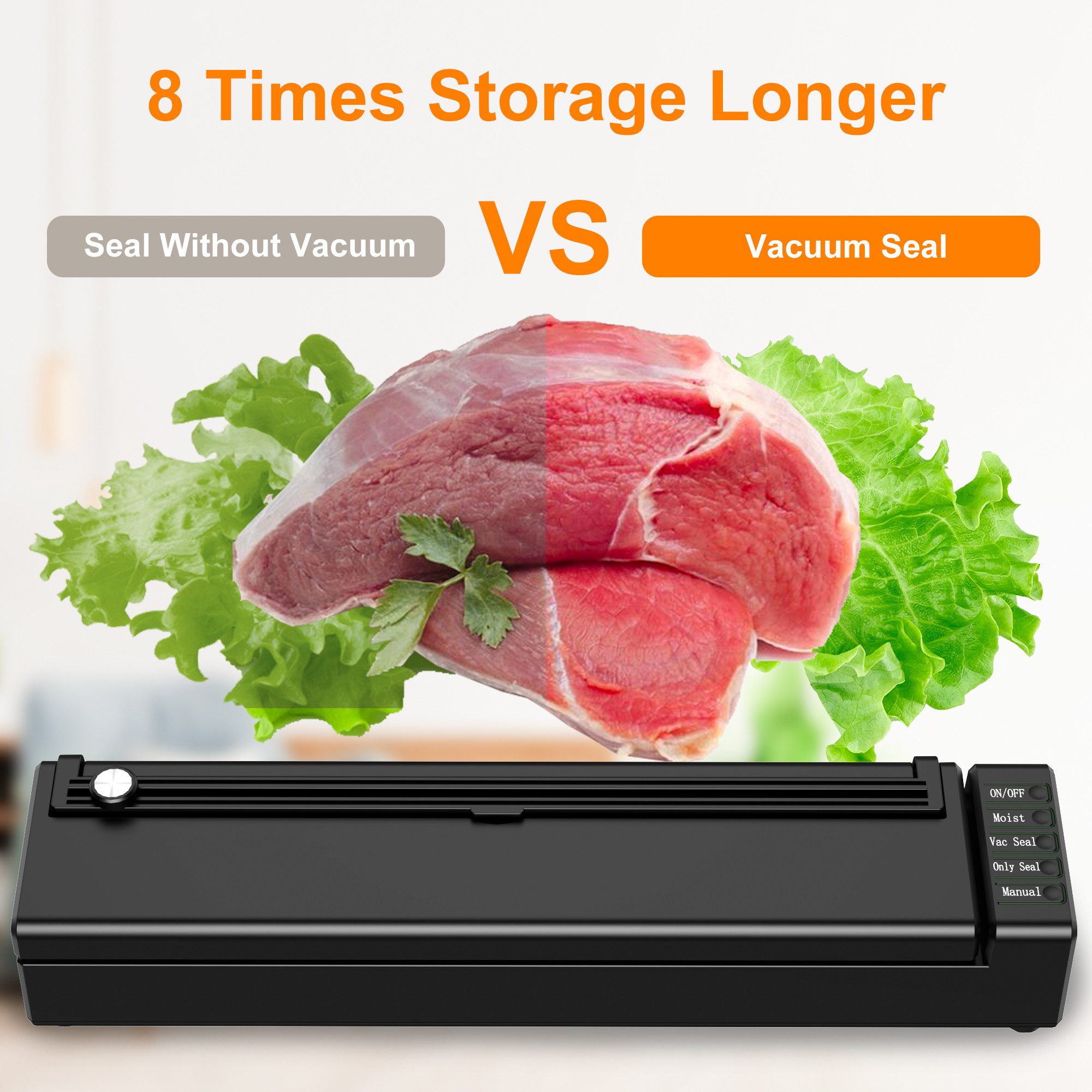 ibettertec Vakuumierer Vakuumiergerät,Automatische Vakuumier Sous Vide mit Cutter,5 Vakuumier, Beutel,Folienschweißgerät für Trockene oder Feuchte Lebensmittel