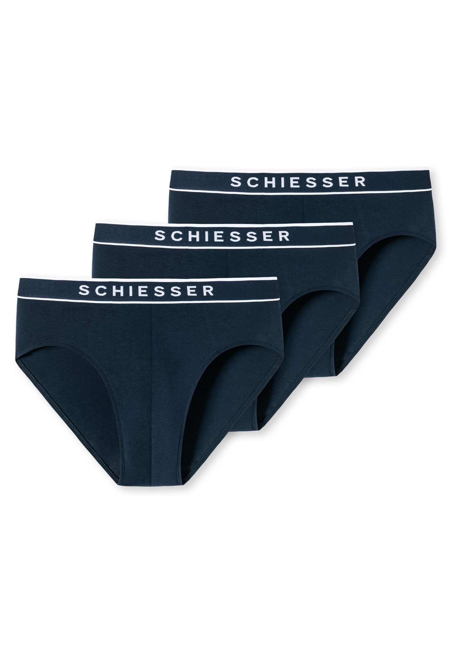 Schiesser-Logo mit (3er-Pack) Rioslip Schiesser kontraststarkem dunkelblau