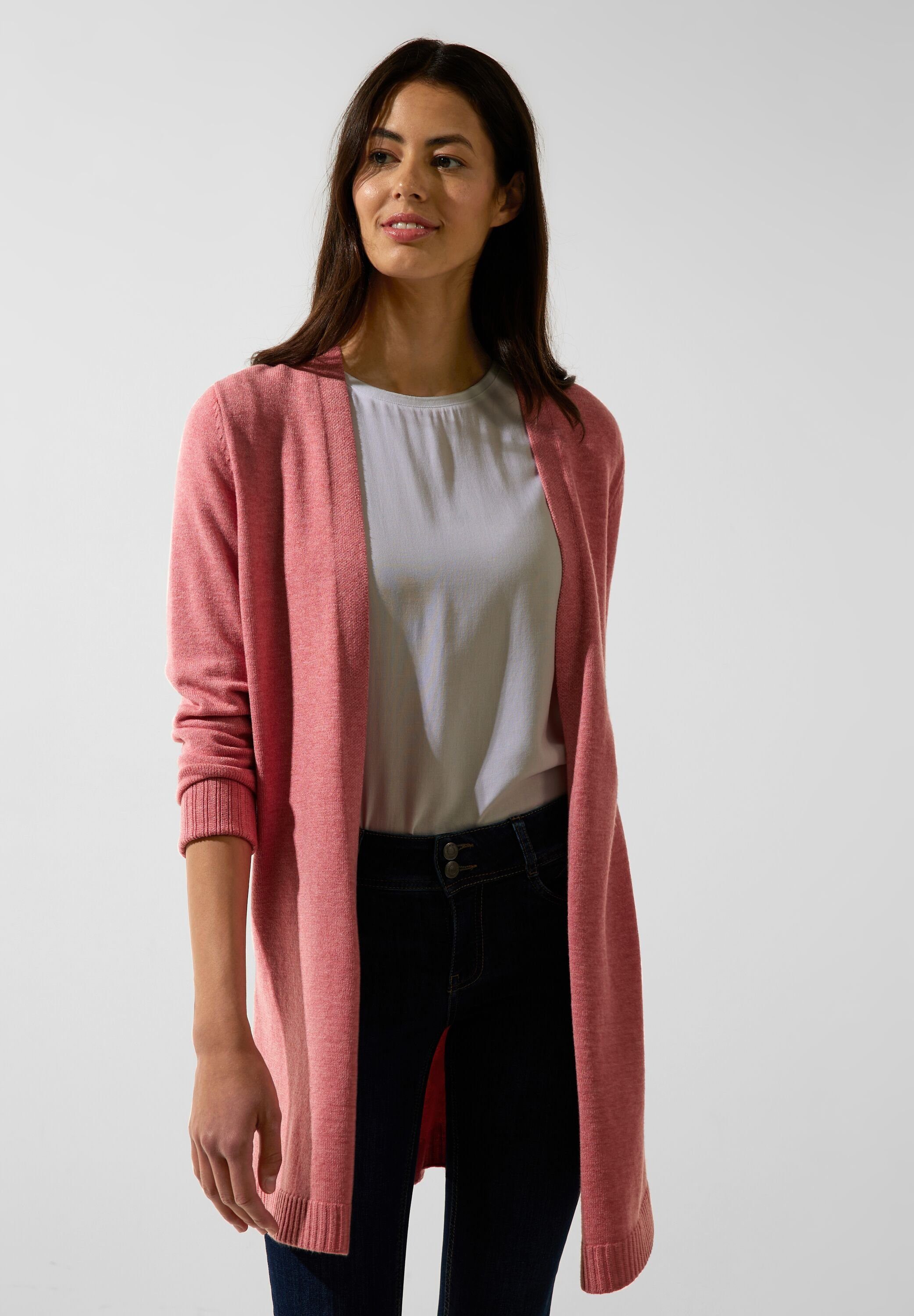 STREET ONE Longstrickjacke aus softem Materialmix legend rose melange