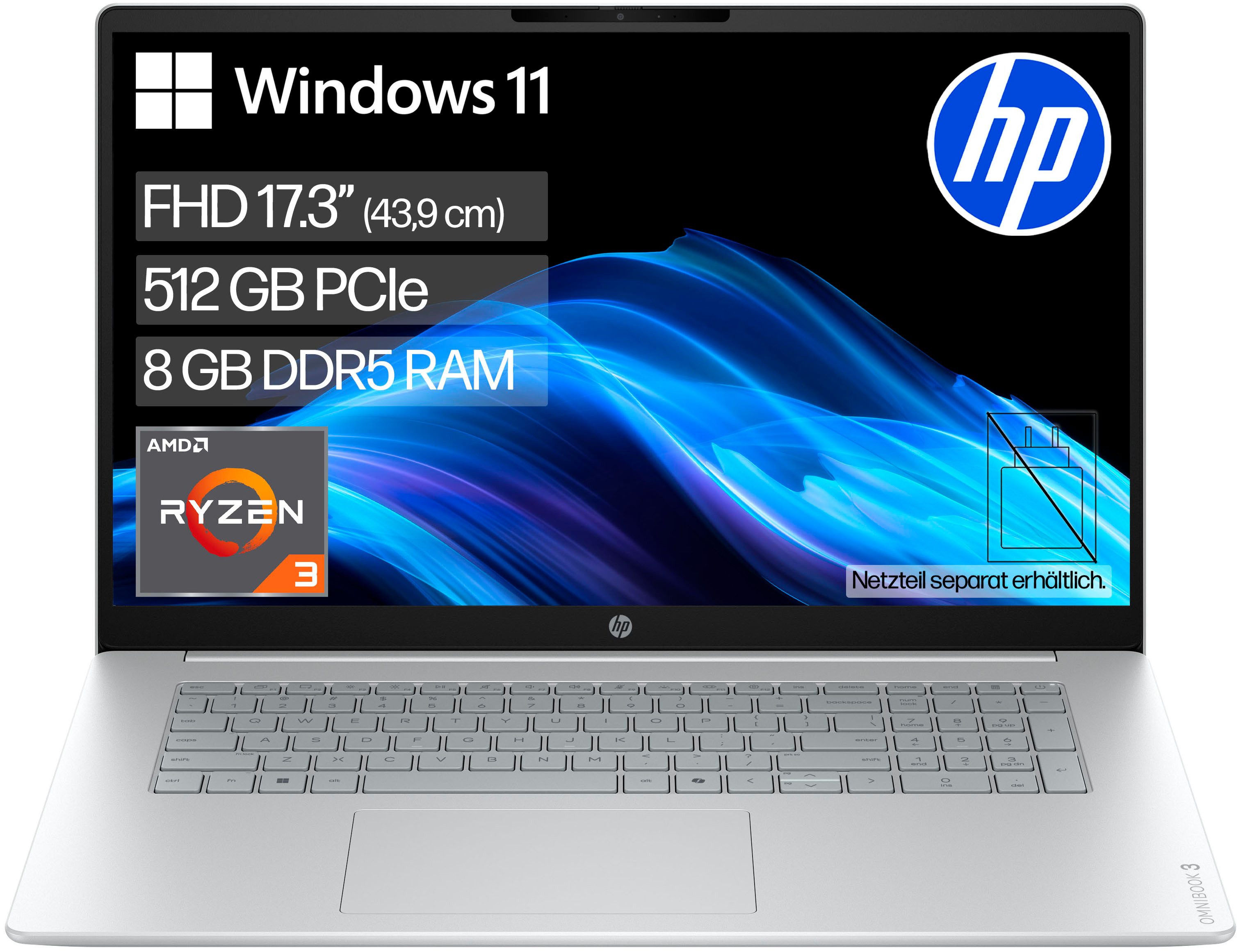 HP OmniBook 3 17-dp0031ngx Notebook (43,9 cm/17,3 Zoll, 8 GB, 512 GB SSD)