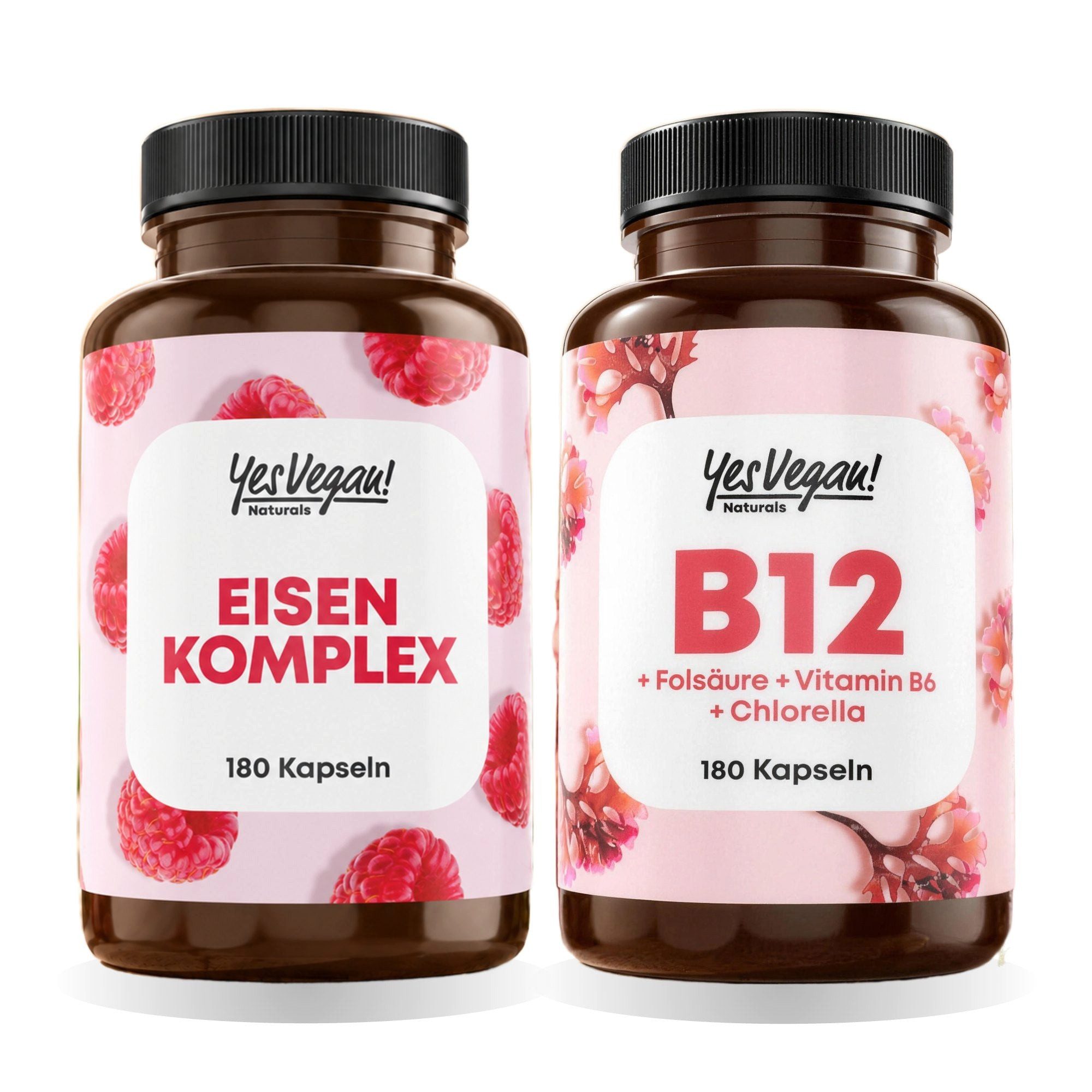 Yes Vegan Energie-Duo Set: Eisen 20 mg + Vitamin B12 500 µg Kapseln, 2 er Set à, vegan, laktosefrei, glutenfrei