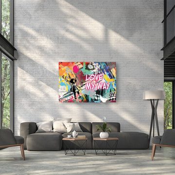 ArtMind XXL-Wandbild Pop Art - Love my way, Premium Wandbilder als Poster & gerahmte Leinwand in 4 Größen, Wall Art, Bild, moderne Kunst