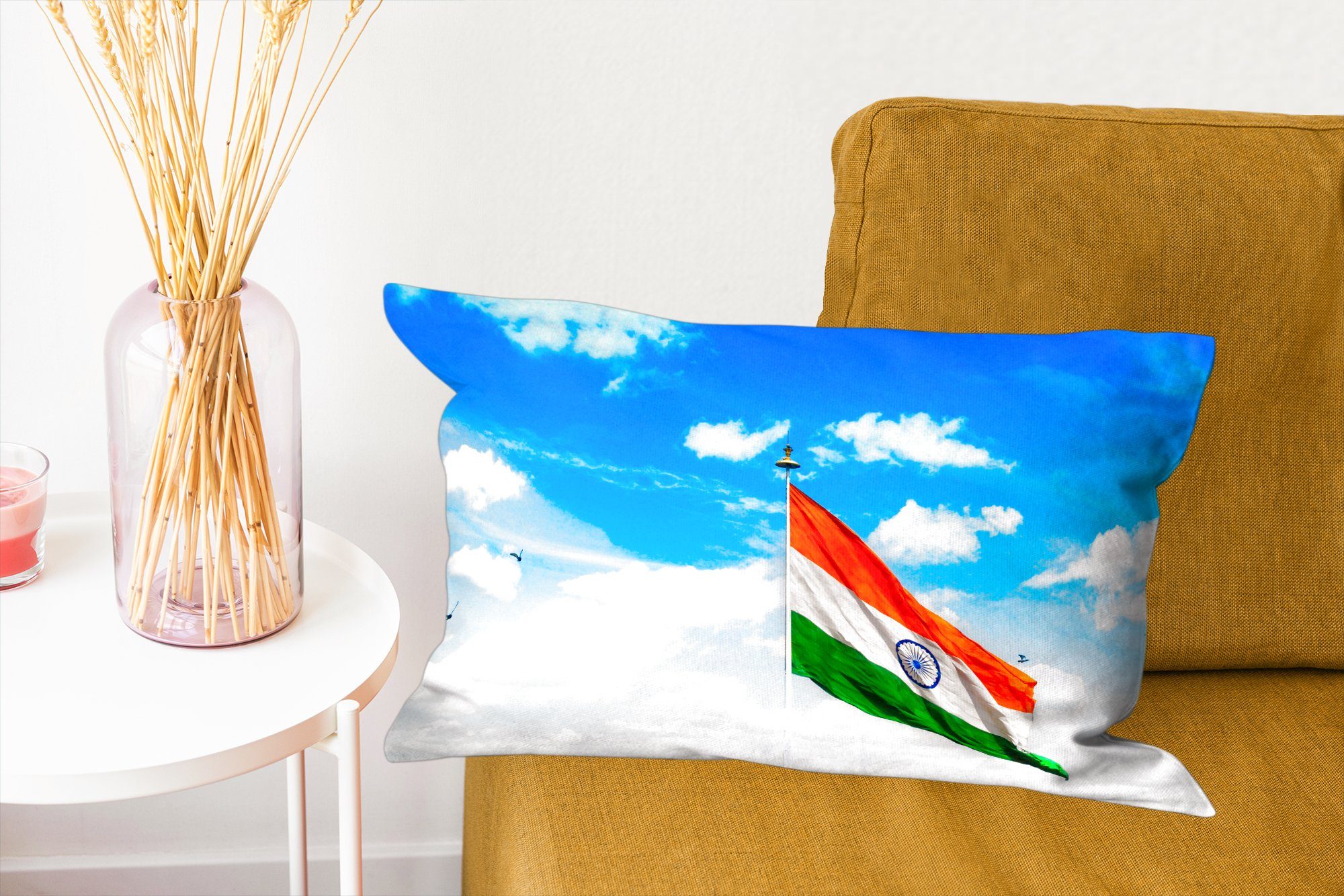 Indische Himmel, Schlafzimmer Flagge Zierkissen, blauem mit Dekokissen MuchoWow Dekoration, vor Füllung, Wohzimmer Dekokissen