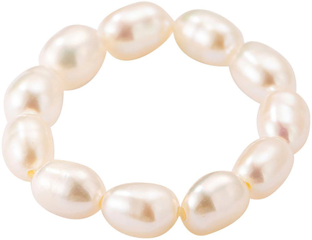 Firetti Ring-Set Multipack Schmuck Geschenk Damenring Zugband Süßwasserzuchtperle (Set, 2-tlg), Made in Germany - mit Süßwasserzuchtperle