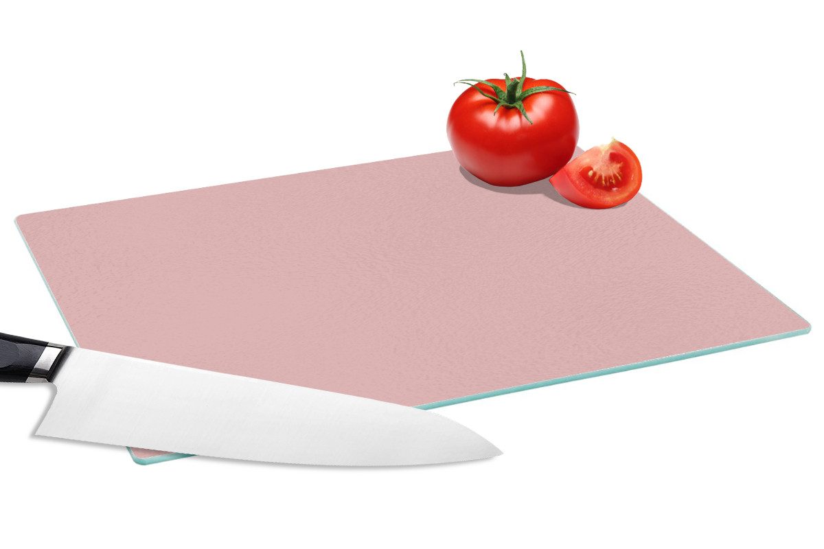 MuchoWow Schneidebrett Soft – Blush – Rosa, Glas, Schneidebrett Glas, Küchenbrett, Rutschfest, 28x20 cm