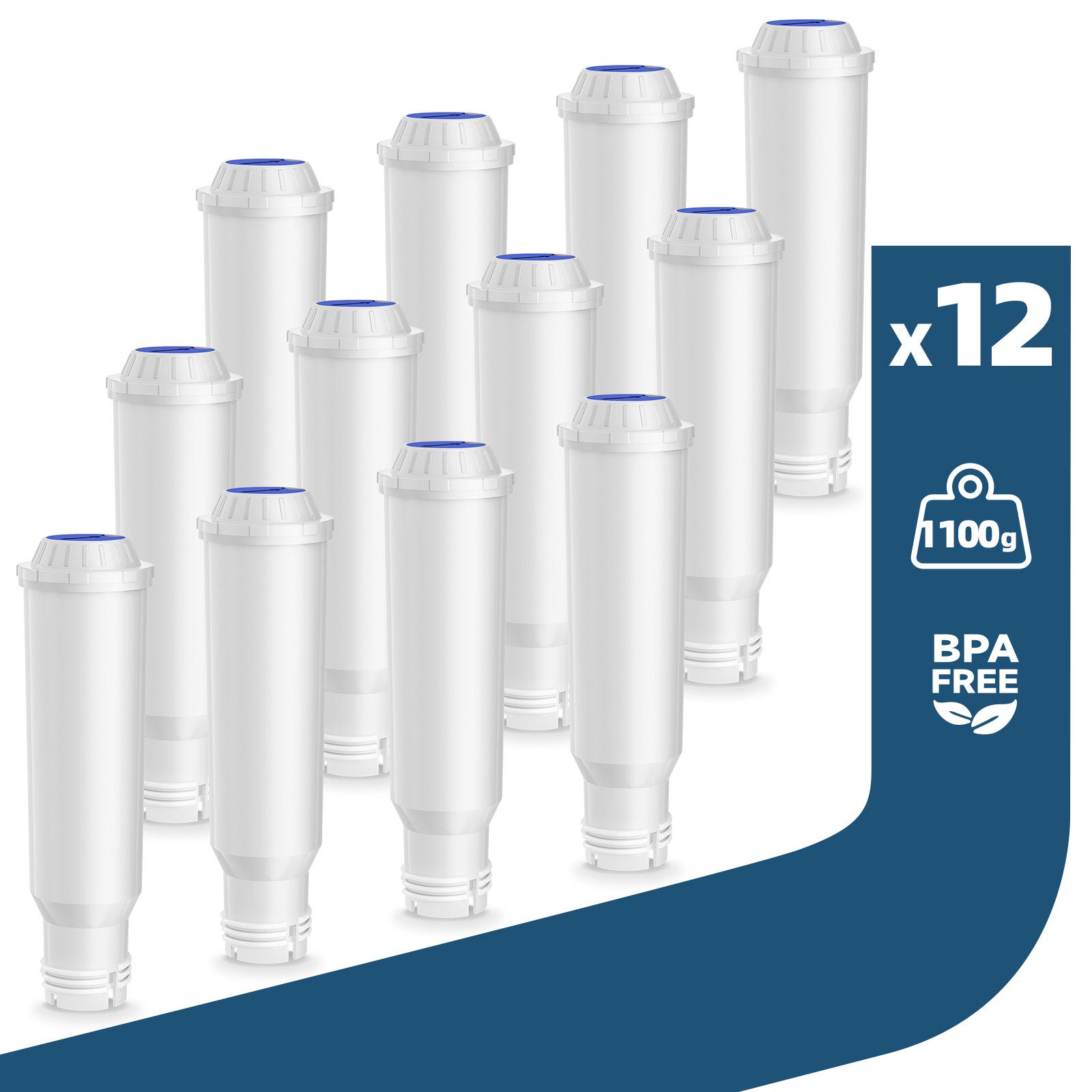 Filswa Wasserfilter 12er set kompatibel mit Krups, Melitta, WMF und Nivona Kaffeeautomaten