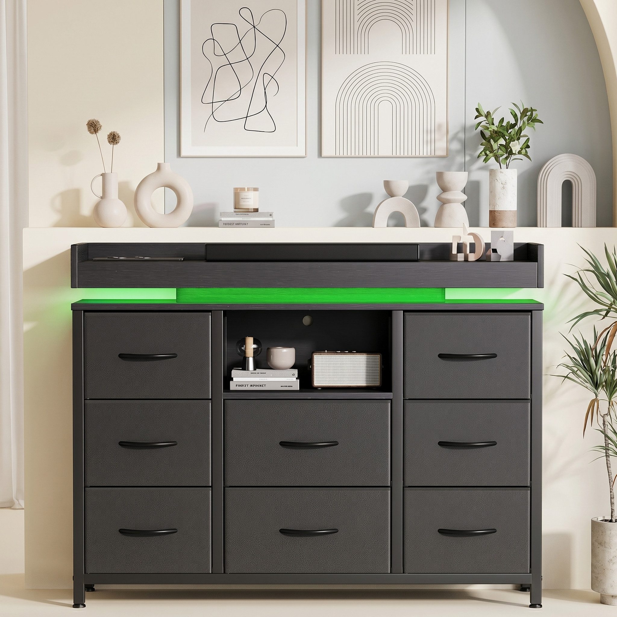 Simurq Kommode Moderne Kommode Sideboard Schubladen Stauraumschrank Beistellschrank