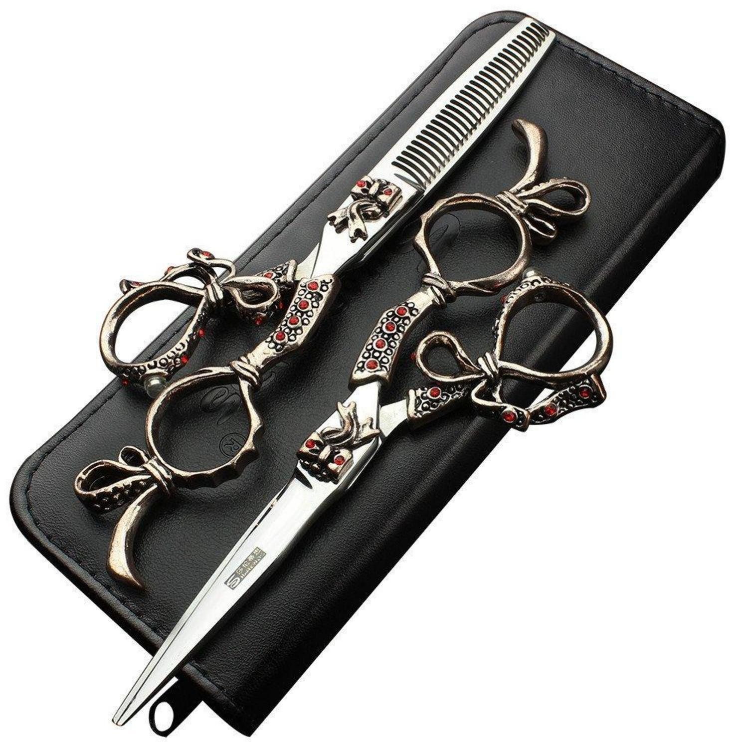 LuxusKollektion Scheren-Set Friseurschere Set 5.5 Zoll Edelstahl Ergonomisch