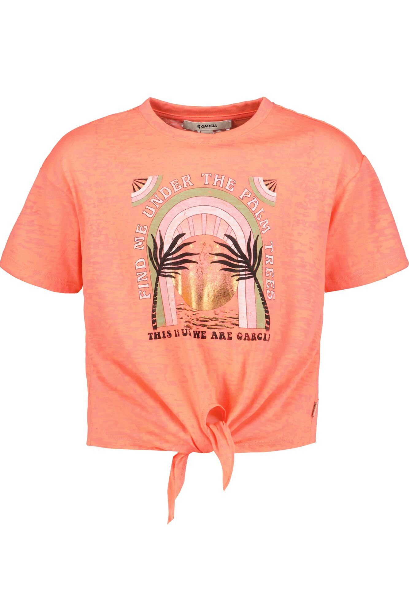 Garcia T-Shirt mit sugar Knotenbund neon