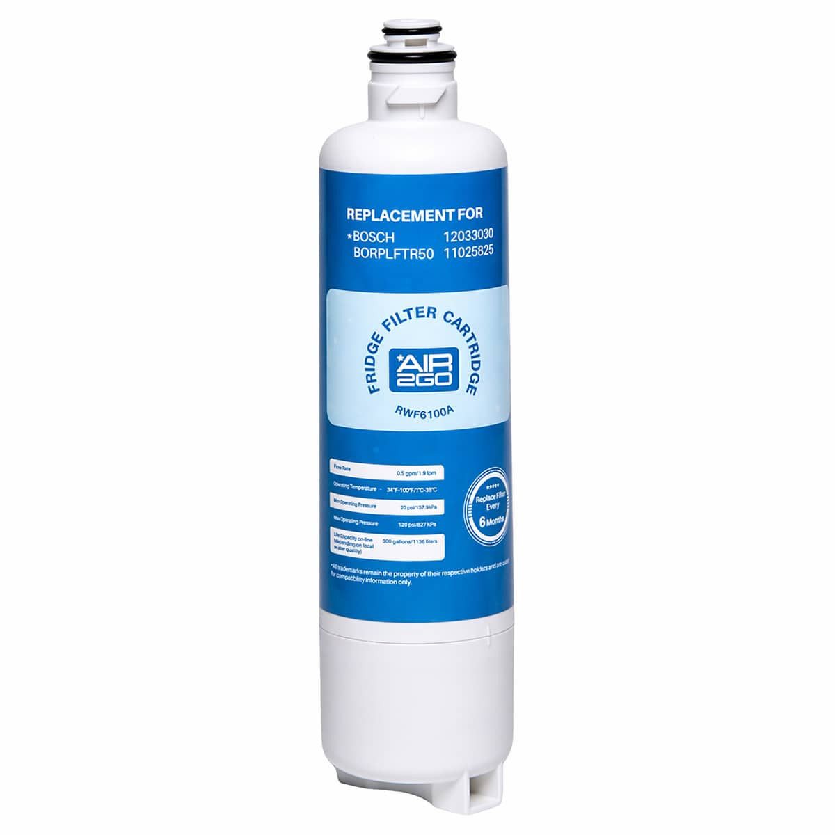 AIR2GO Wasserfilter für Neff 11032518, Zubehör für Kühlschrankfilter für Neff KA3902B20G/09, KA3902I20/12, KA3902I20G/09, KA3923IE0/01, KA3923IE0G/01, Passend für Kühlschränke von Neff