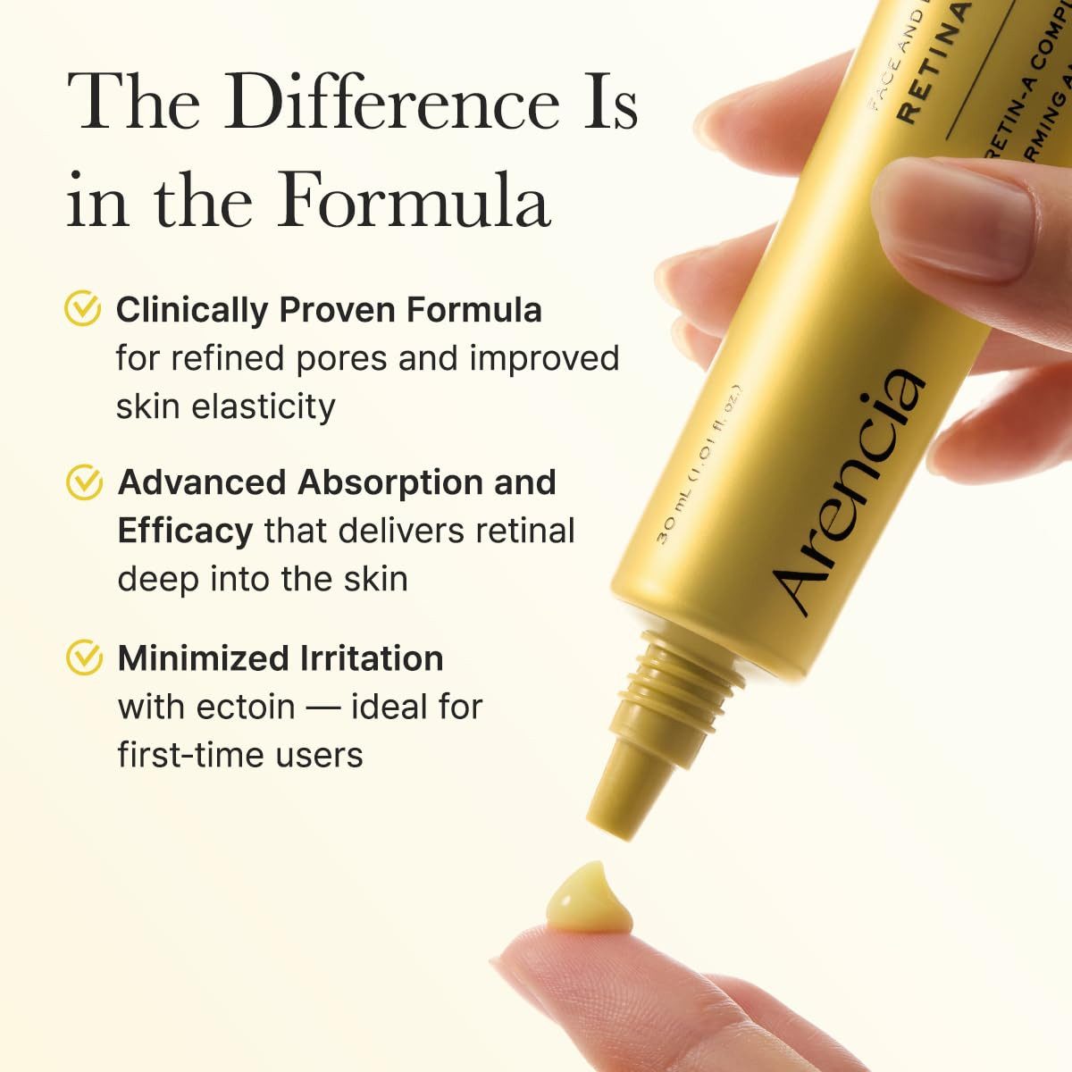Arencia Anti-Aging-Augencreme Retinal Booster Shot 30ml – Hochkonzentrierter Retinal Booster für die, Abendpflege, unterstützt Hautstruktur, Spannkraft, und ein ebenmäßiges Hautbild