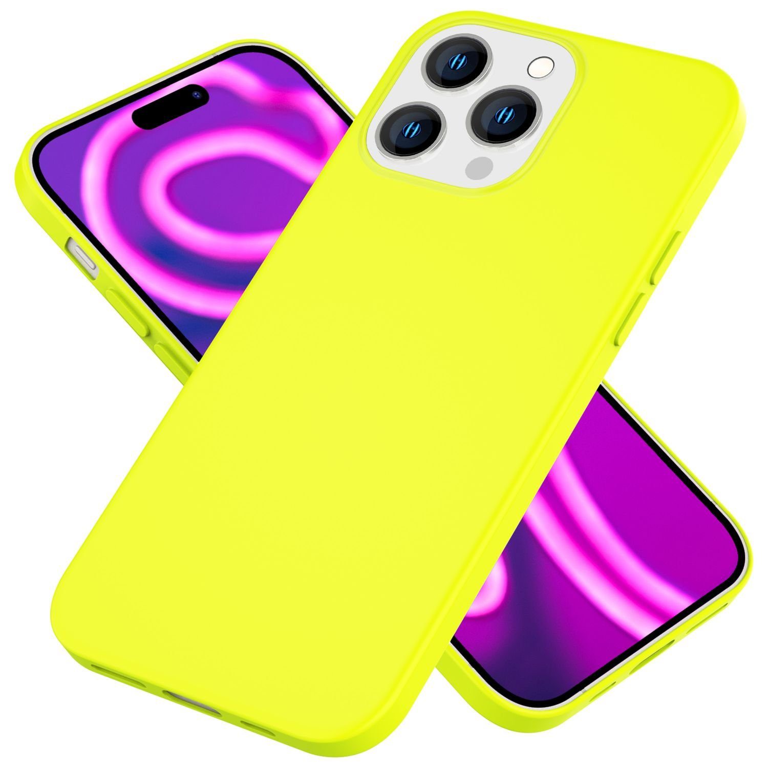 Nalia Smartphone-Hülle Apple iPhone 15 Pro Max, Neon Silikon Hülle / Bunte Farben / Slim Case / Anti-Fingerprint Cover
