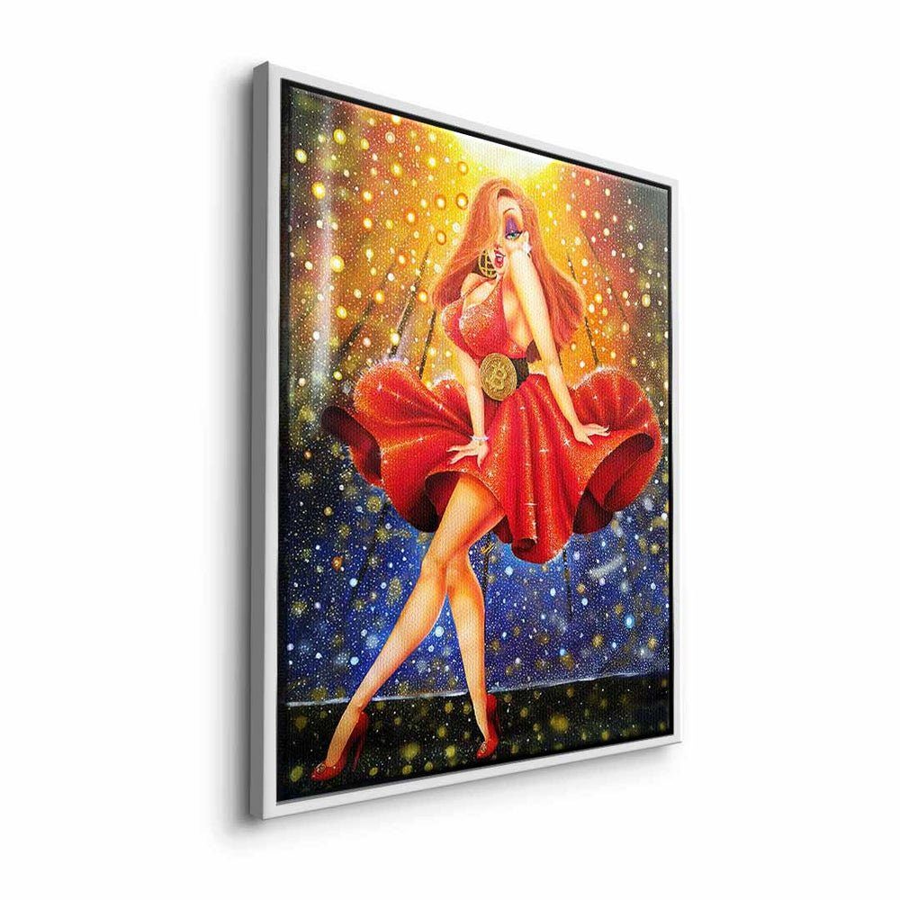 DOTCOMCANVAS® Leinwandbild, Premium Motivationsbild by Gold In Pamelyi designed Red we dream - weißer Rahmen 