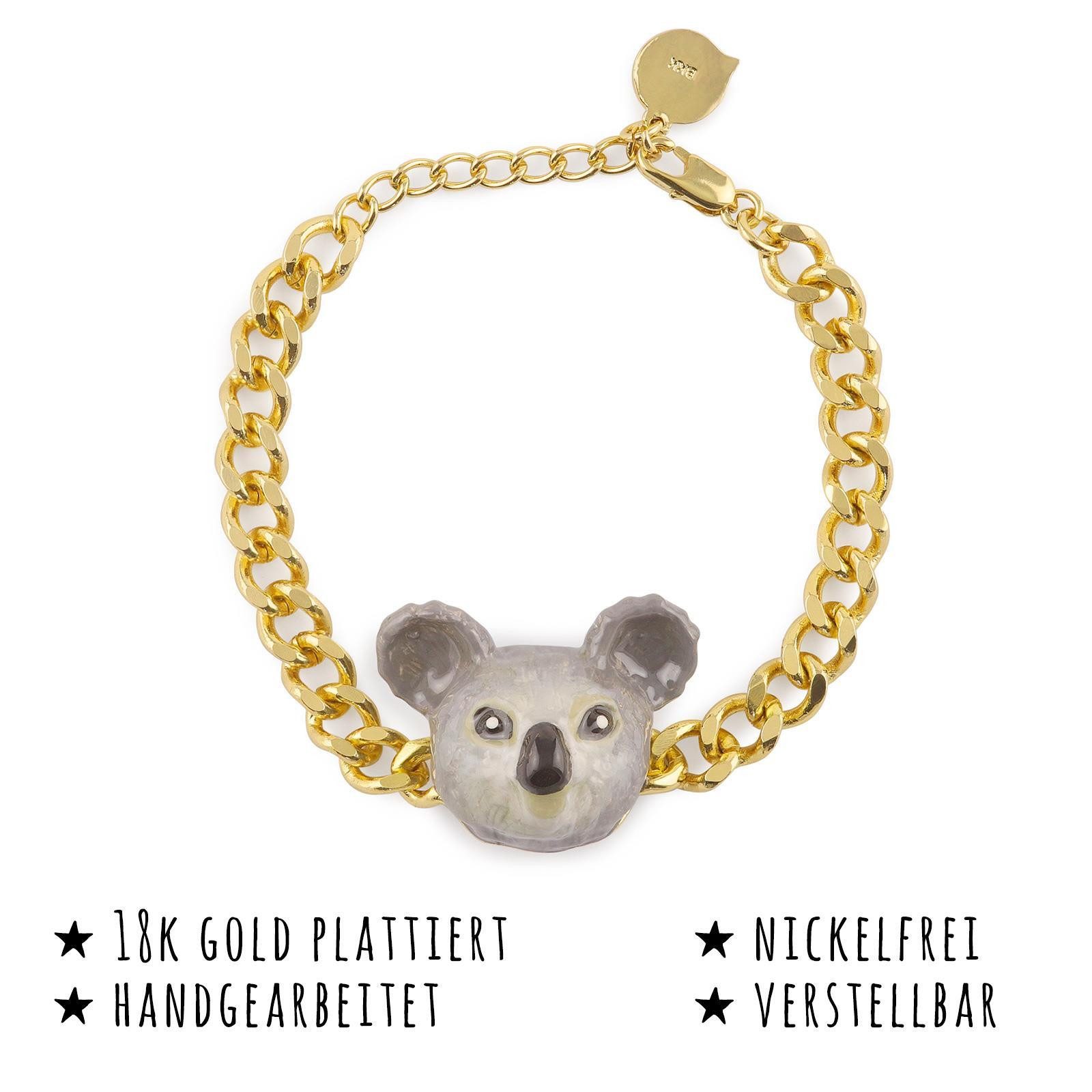 Monkimau Silberarmband Koala Armband vergoldet, Hypoallergen