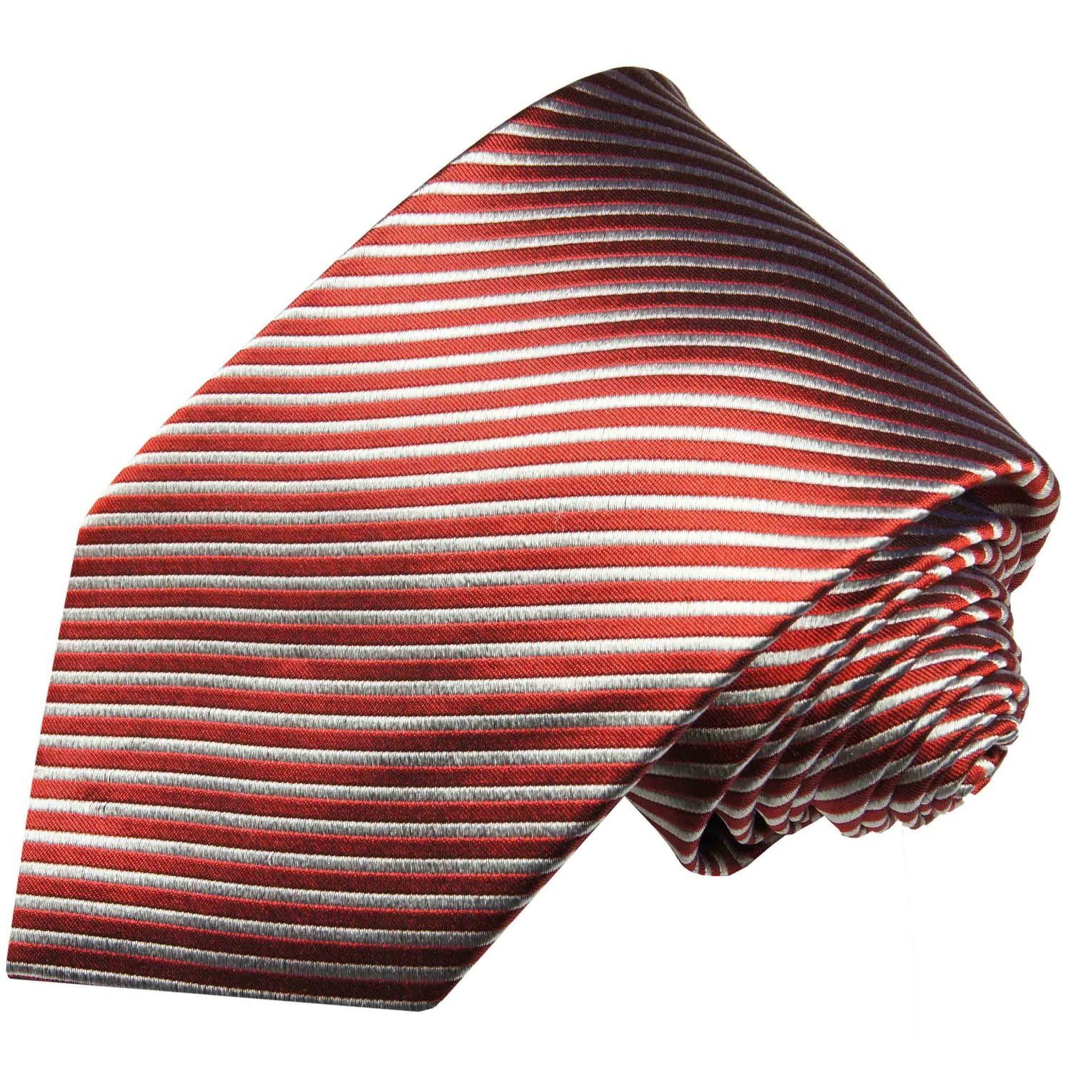 Paul Malone Krawatte Designer Seidenkrawatte Herren Schlips modern gestreift 100% Seide Schmal (6cm), rot 447 | Breite Krawatten