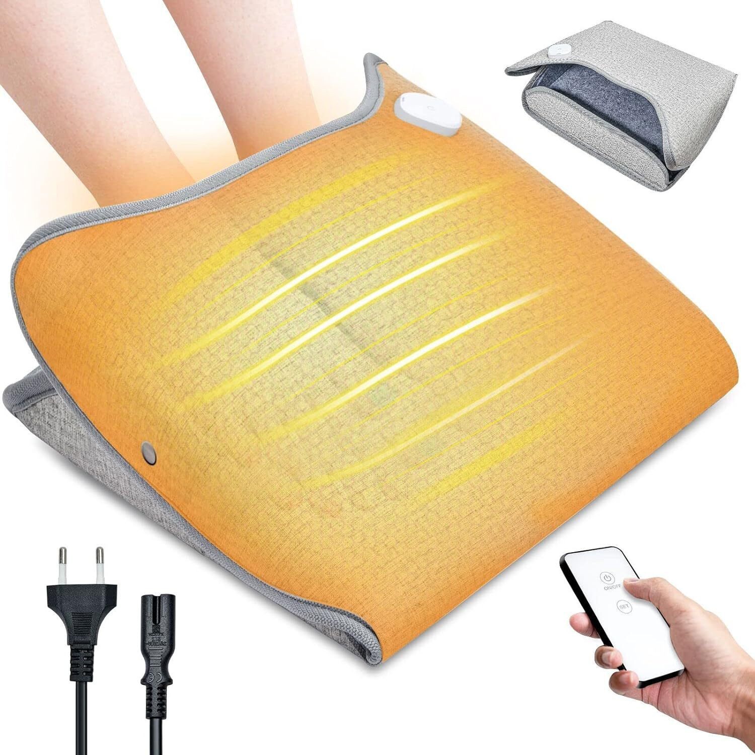 Diyarts Heizdecke elektrischer Fußwärmer, mit Fernbedienung, 1-tlg, Fußwärmer mit Fernbedienung – 3 Stufen, sicher & platzsparend