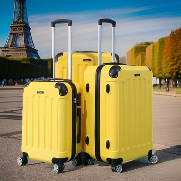 Cheffinger Koffer 3 tlg Hartschale Trolley Set Kofferset Handgepäck Reisetasche Gelb