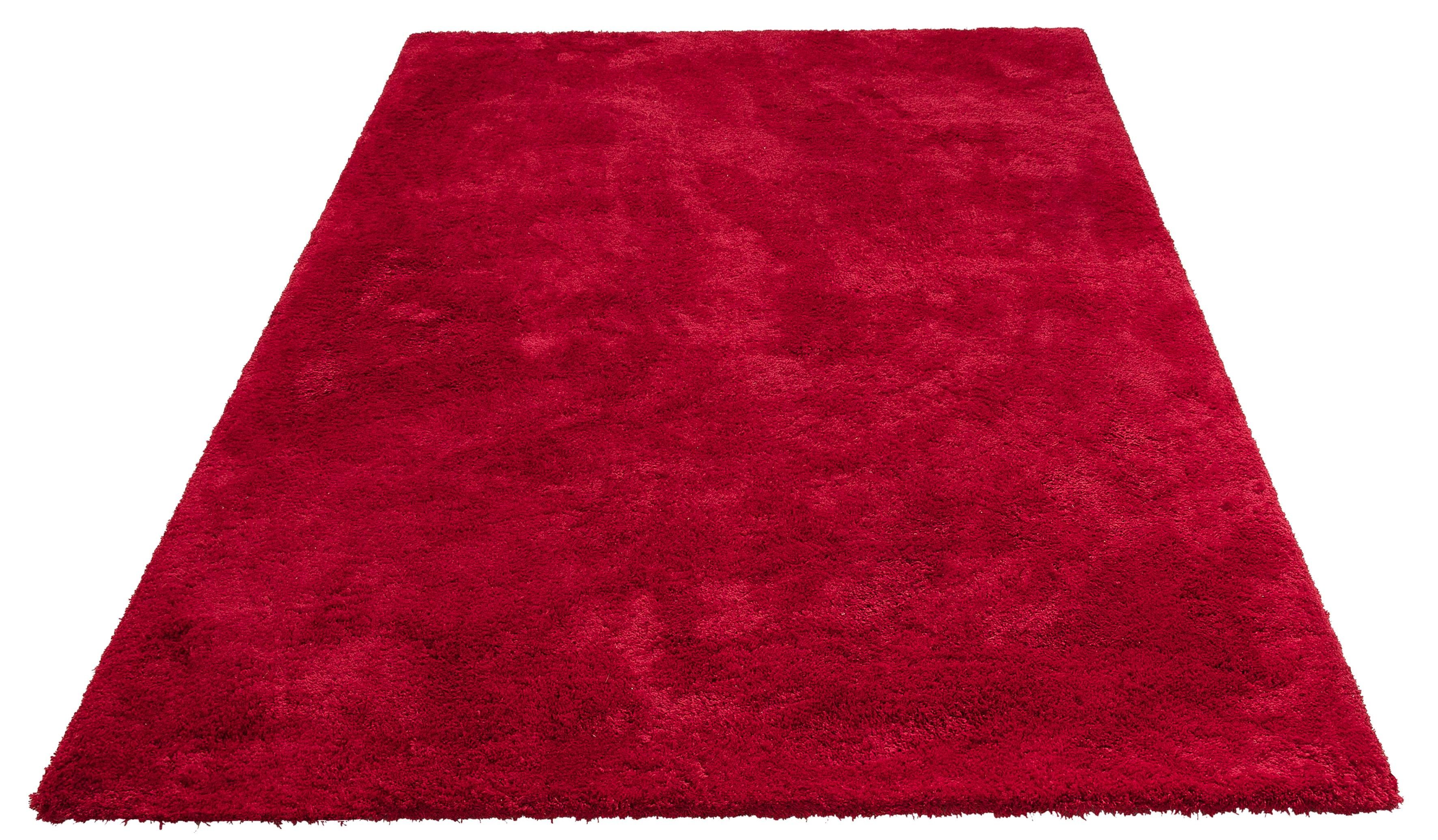 Hochflor-Teppich Microfaser Teppich Magong, my home, rechteckig, Höhe: 25 mm, Wohnzimmer, Schlafzimmer, Kinderzimmer, auch rund und als Läufer rot