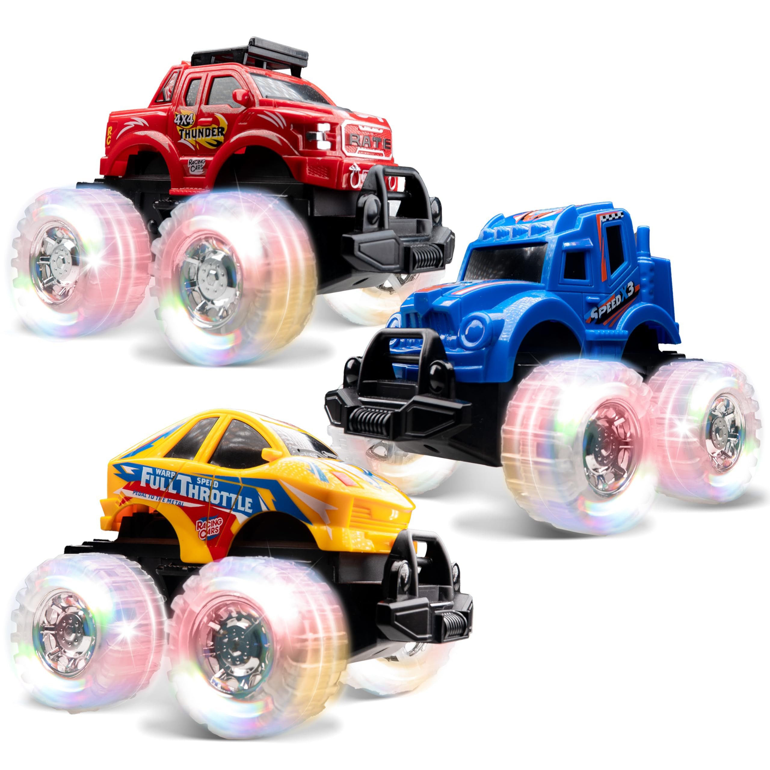 Spielzeug-Monstertruck JOYIN 3PCS LED Monster Trucks Auto Spielzeug ab 1 2 3 4 Jahre Junge