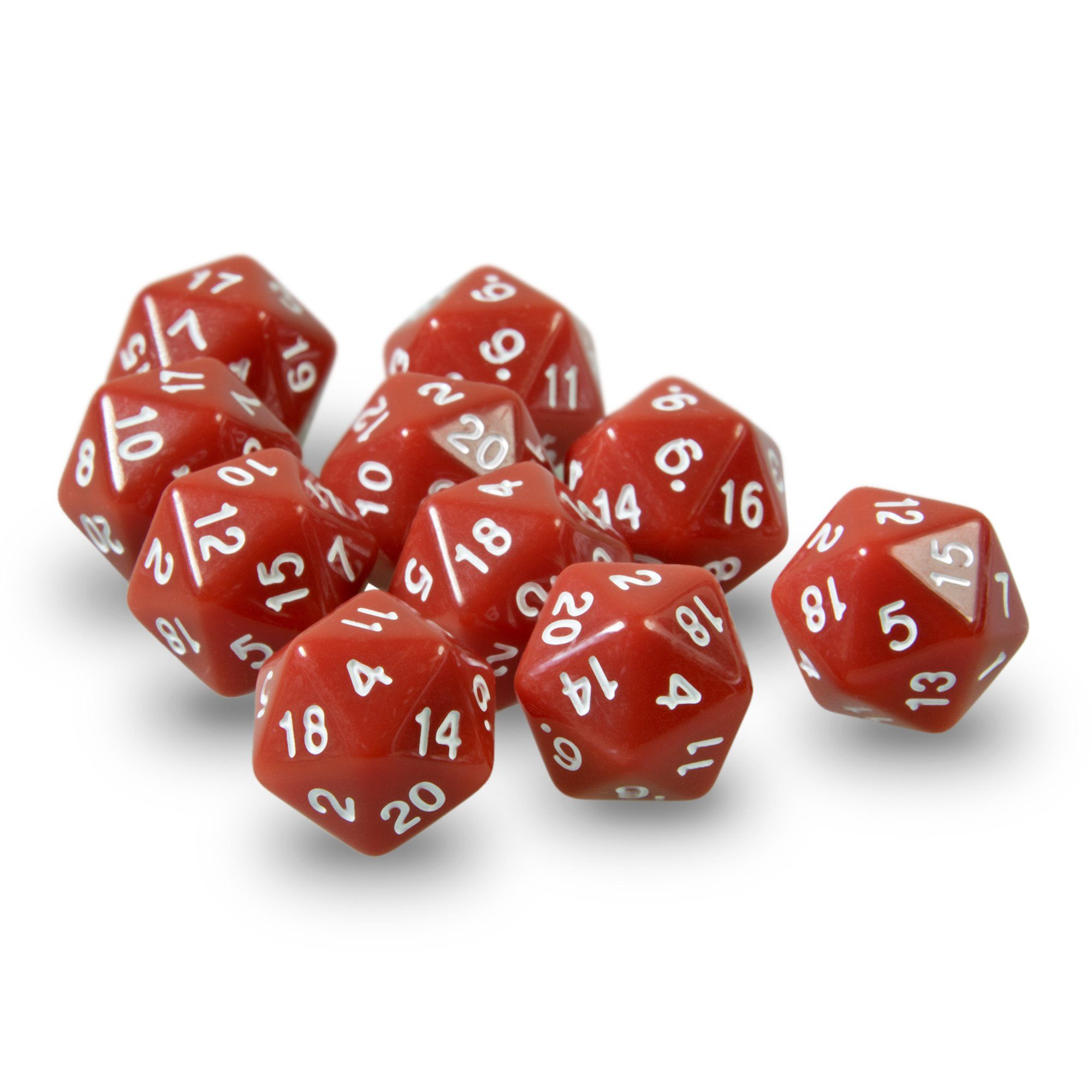 SHIBBY Spielesammlung, 10x polyedrische W20 Würfel Rot Rollen- Tabletopspiele für und