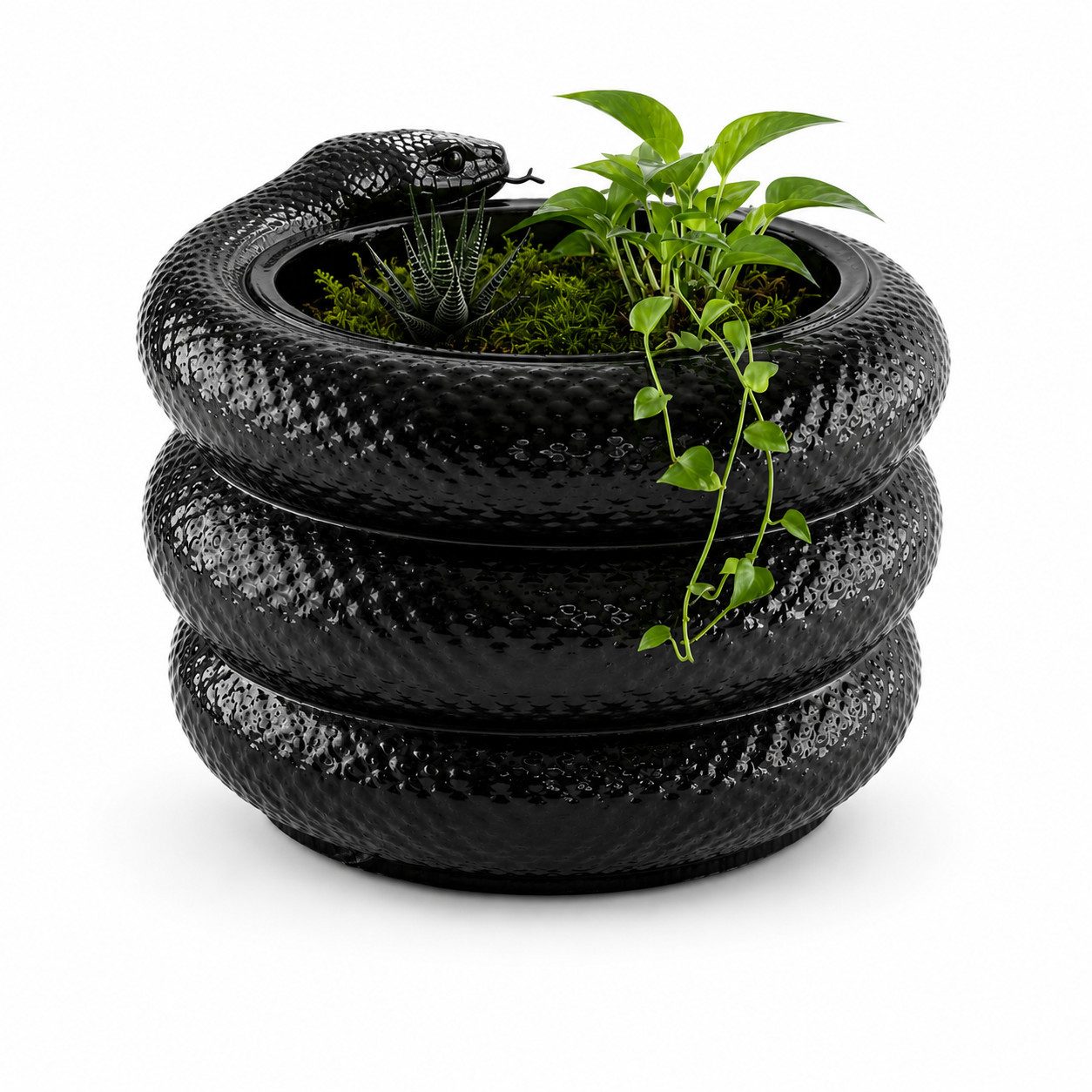 Alpha Electronics Dekovase Schlangen Vase Modern, Designer Pflanzgefäß in Schwarz & Weiß (Sparangebot, 1 St., hochwertiger 3D Druck), Moderne Wohnzimmer Deko M & XL