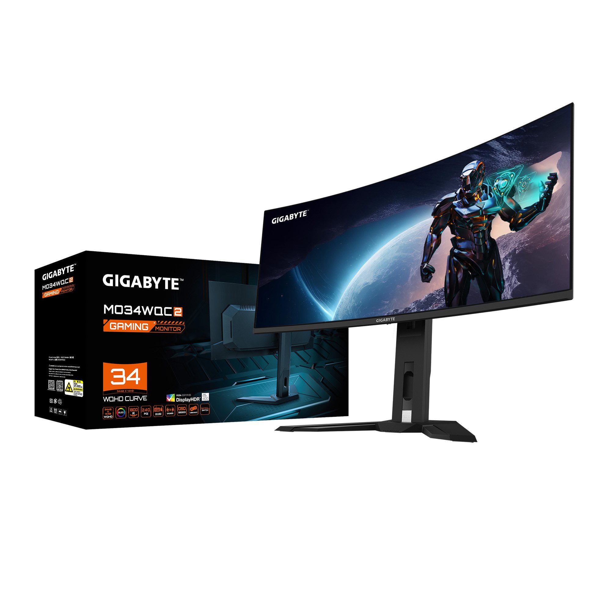 Gigabyte MO34WQC2 Curved-OLED-Monitor (86,8 cm/34 ", 3440 x 1440 px, WQHD, 0,03 ms Reaktionszeit, 240 Hz, OLED) – Bild 4 von 5