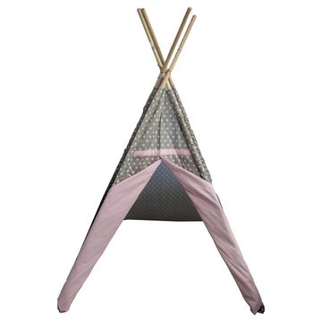 peveha24 Spielzelt Kinder Spielzelt Tipi - Farbe: Grau/Rosa