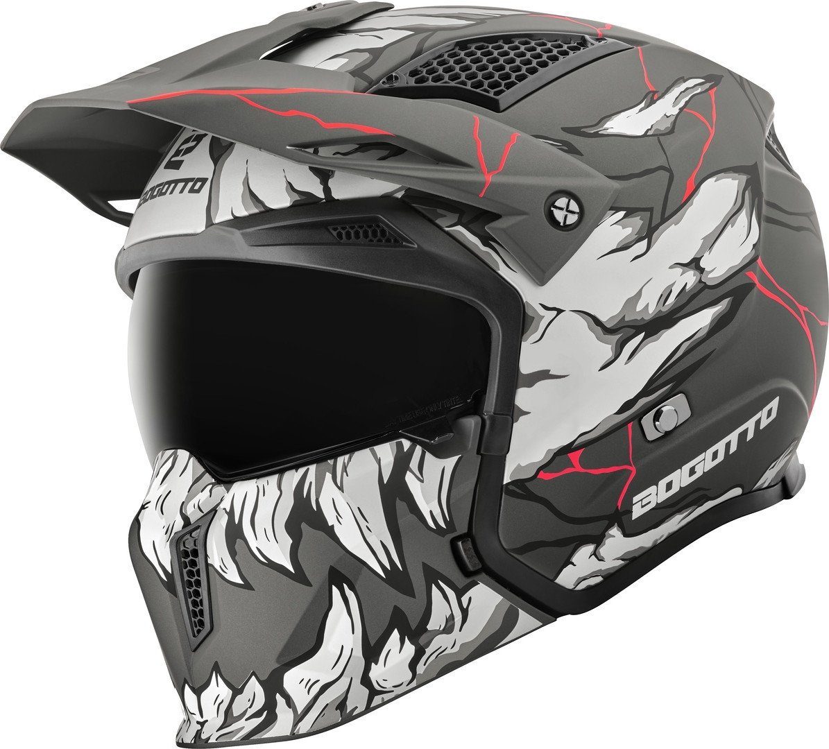 Bogotto Motorradhelm Radic Skulash 22.06 Helm, Herausnehmbares Innenfutter,integriertes Sonnenvisier – Bild 2 von 5