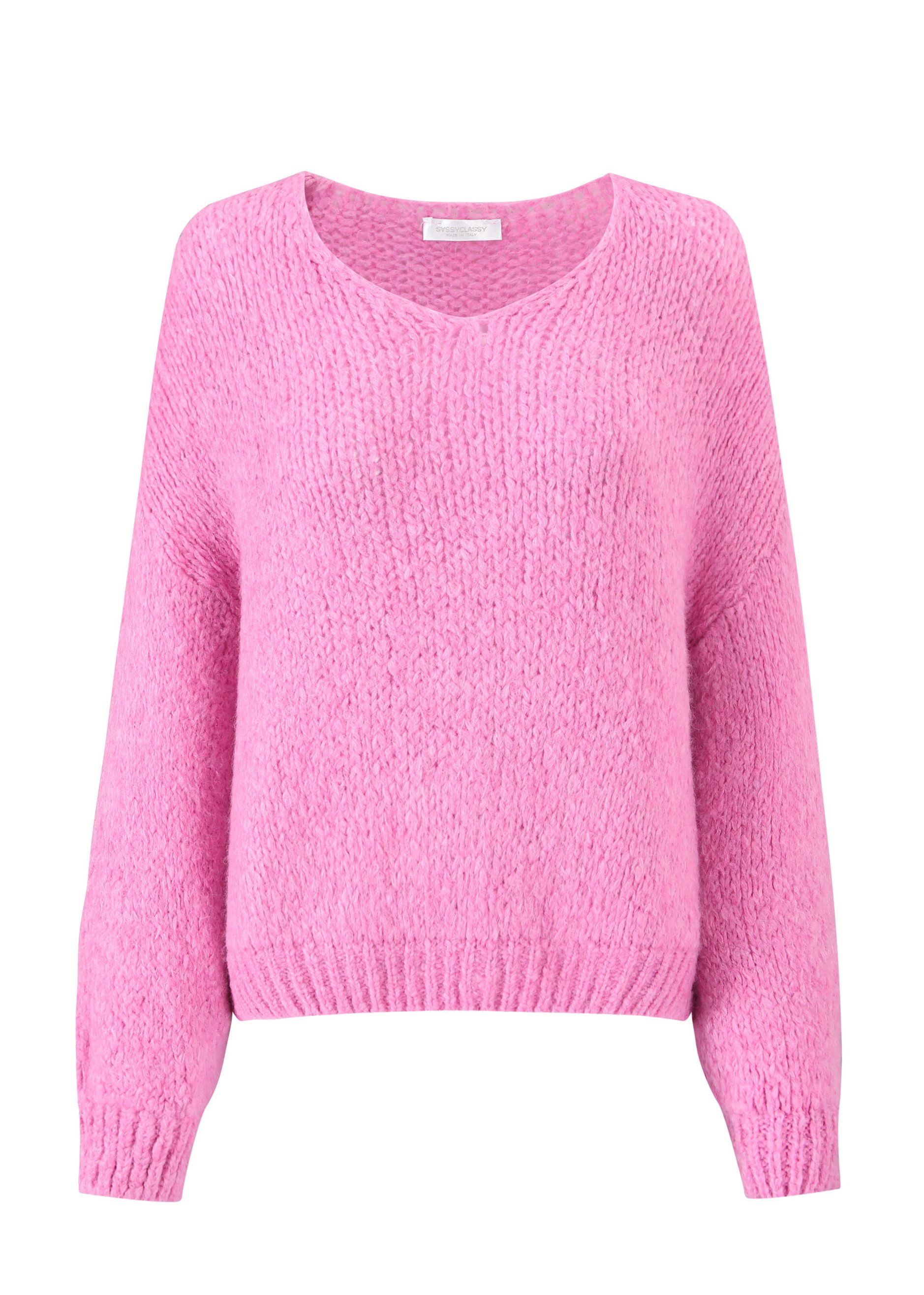 SASSYCLASSY Strickpullover Oversize Pullover mit V-Ausschnitt für Damen Wei günstig online kaufen