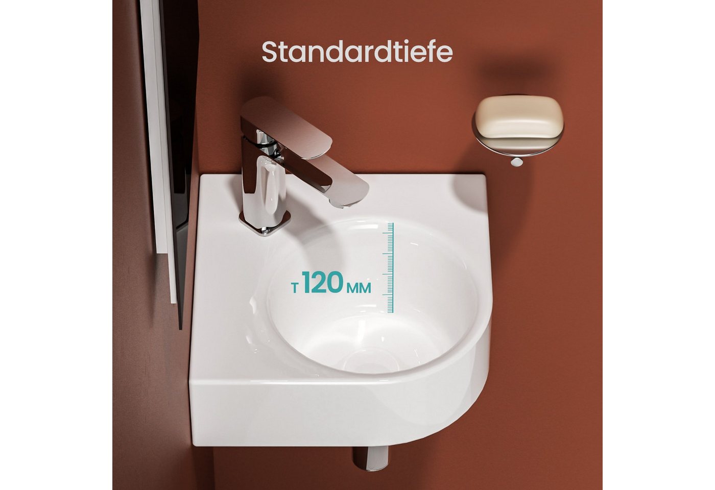 Thumbnail - EMKE Aufsatzwaschbecken Oval Waschschale–Waschtisch extra kleine Keramik Handwaschbecken