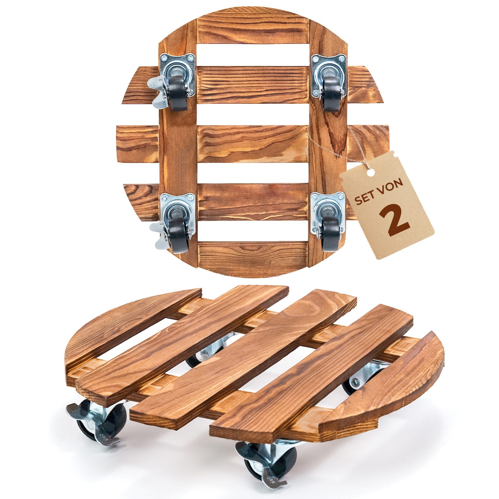 Bamworld Pflanzenroller mit Rollen, robust für schwere Pflanzen, 30,5 cm, Indoor & Outdoor, (2-St), 360° drehbar mit Bremse, Tragfähigkeit 109 kg