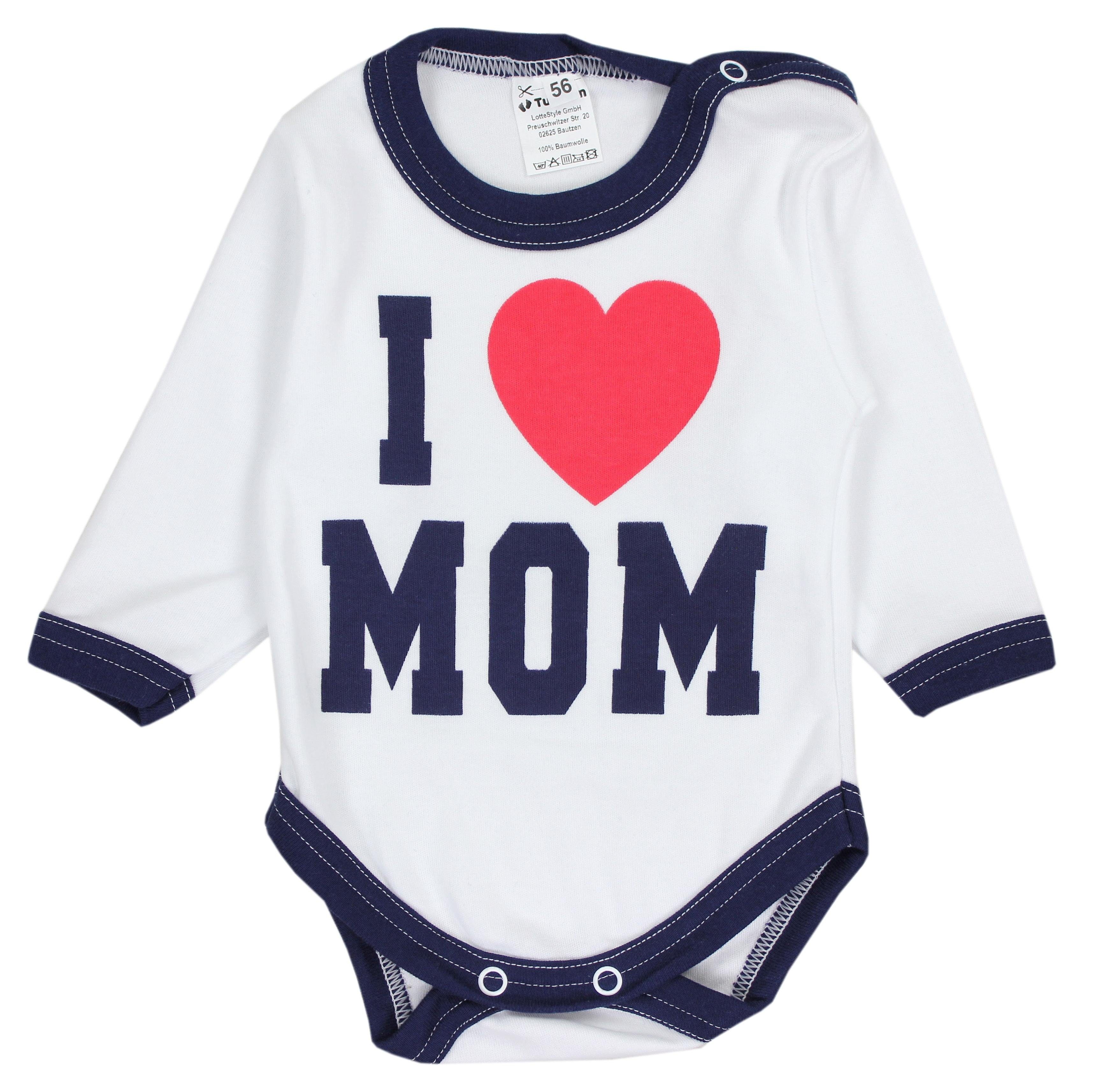 TupTam Erstausstattungspaket Baby Dunkelblau Set Mütze I Bekleidungsset Kleidung Mom Strampelhose Body Love