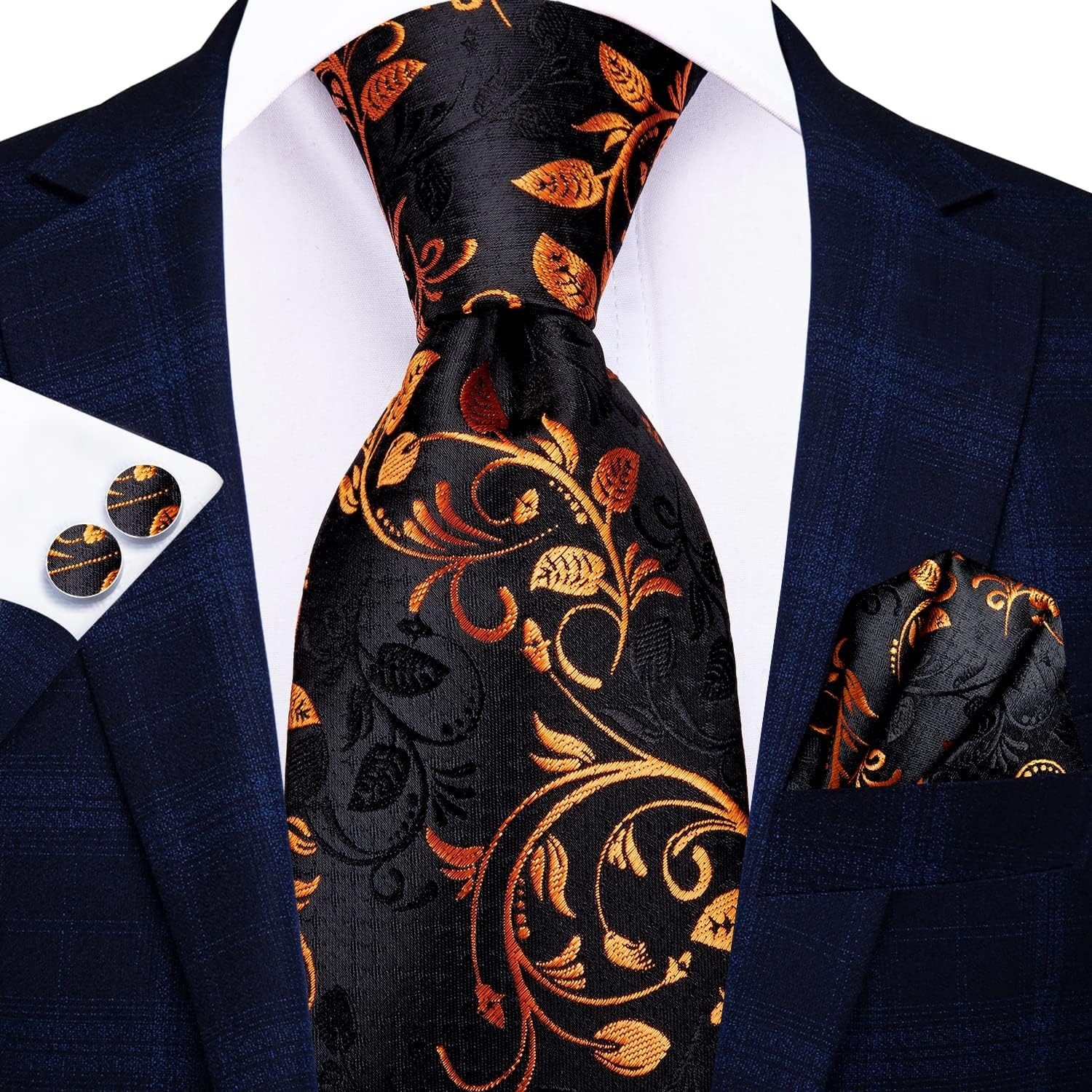Hi-Tie Krawatte Krawatten Set Schwarz Gold günstig online kaufen