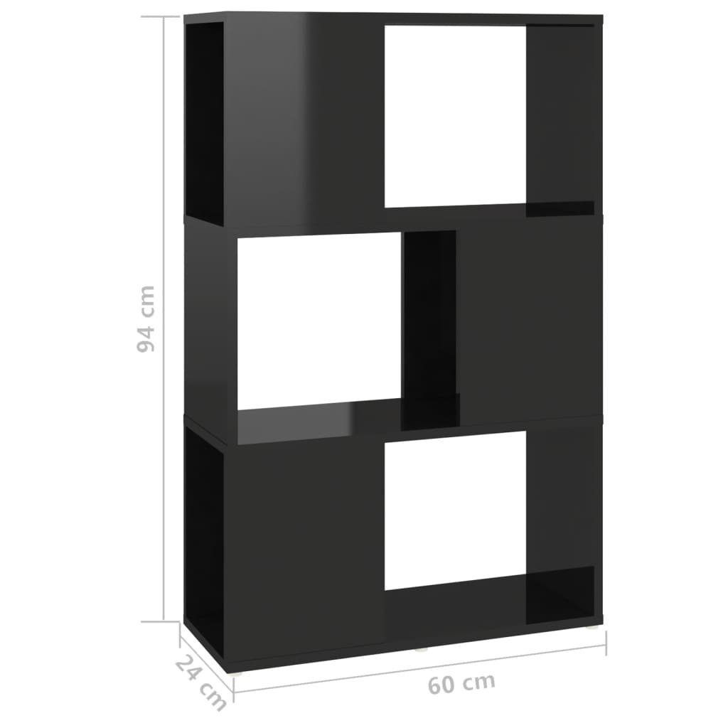 furnicato Bücherregal Raumteiler Hochglanz-Schwarz cm 60x24x94