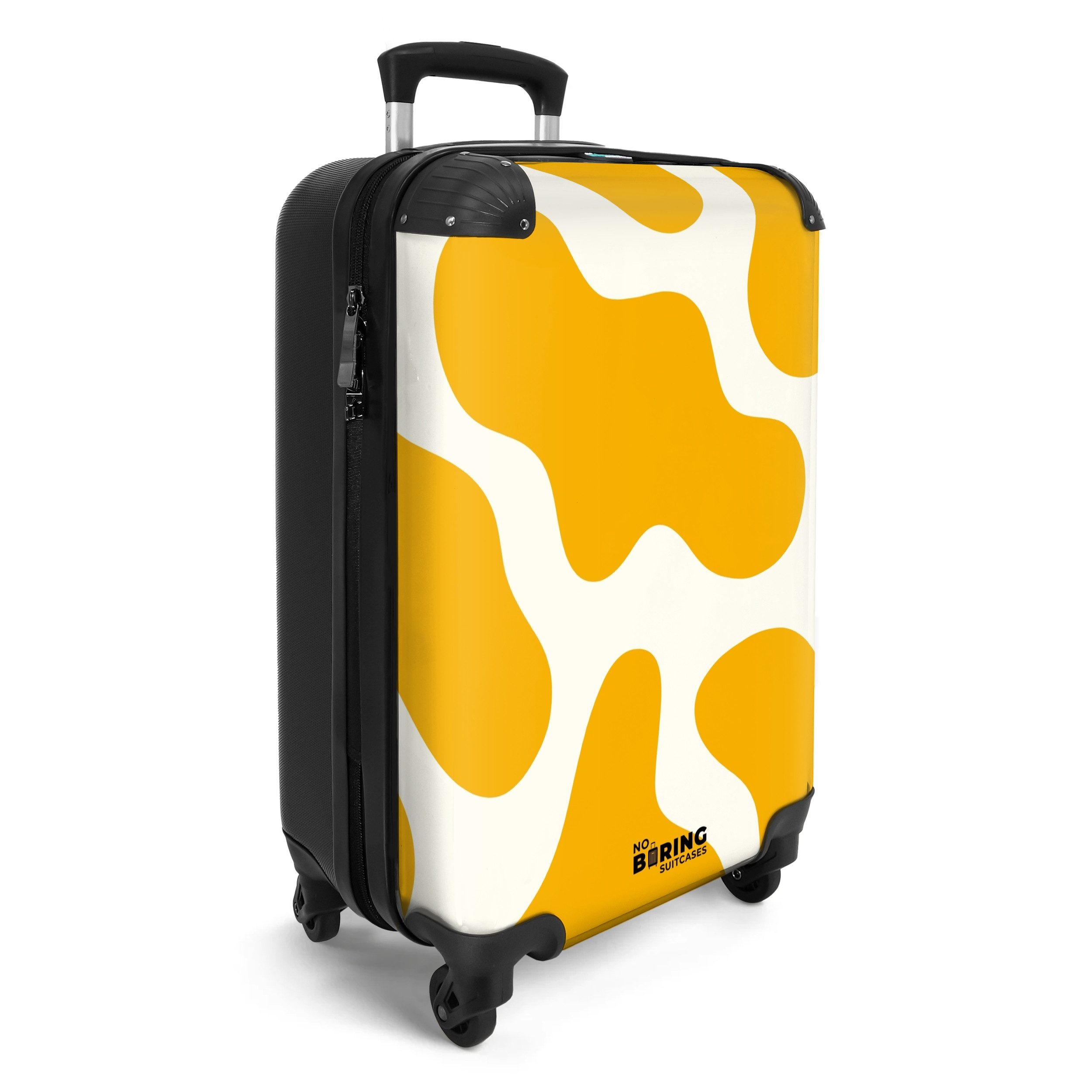 NoBoringSuitcases.com© Hartschalen-Trolley Weiß mit gelben Flecken günstig online kaufen