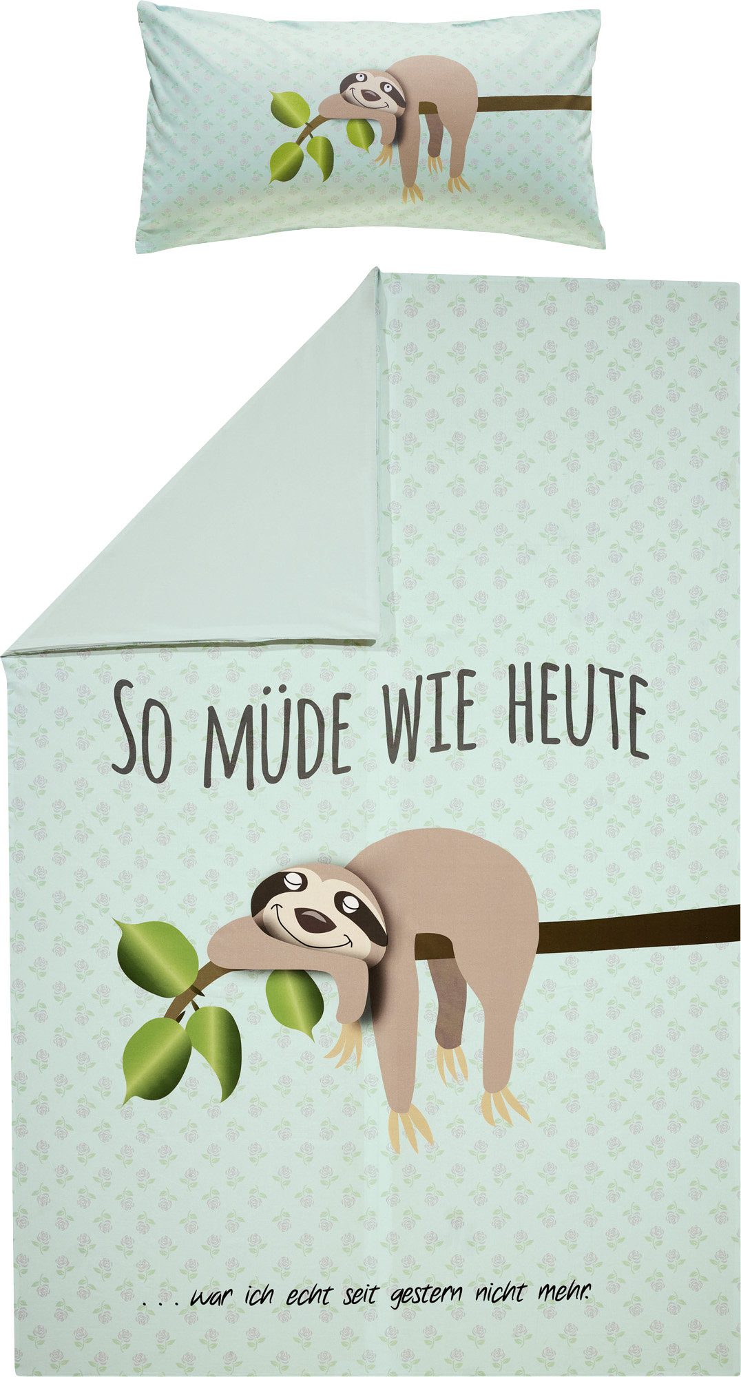 Erwin Müller Kinderbettwäsche Wendebettwäsche "Faultier", Renforcé, Tiermotiv