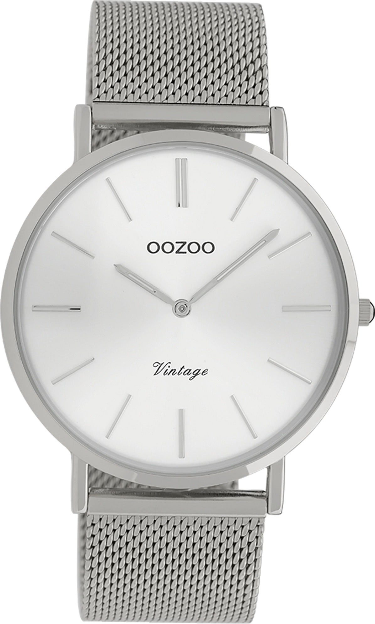 OOZOO Quarzuhr Oozoo Herren Armbanduhr 40mm) silber Herrenuhr (ca. Analog, rund, Fashion-Style Edelstahlarmband, groß