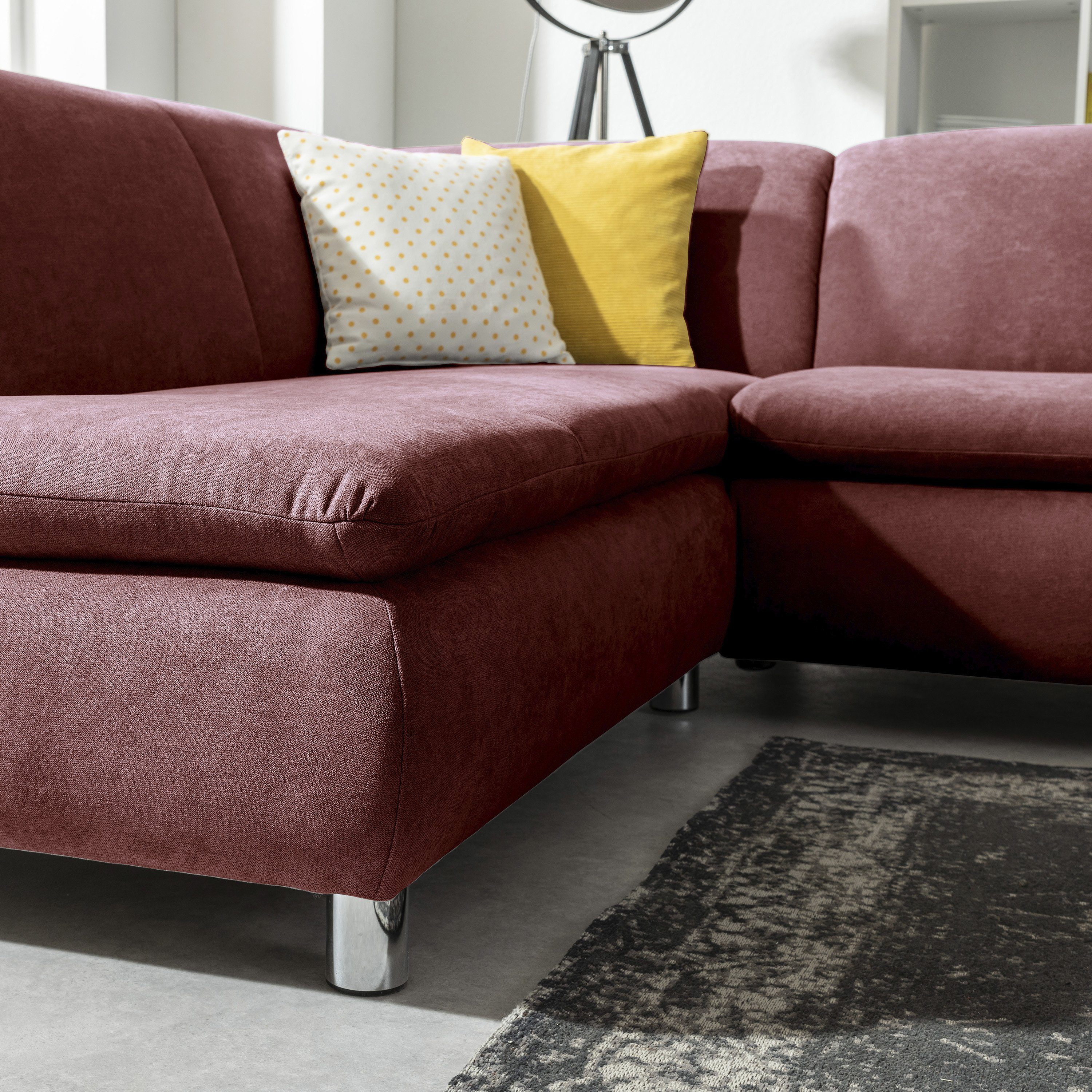 Max rot, Ecksofa rechts mit Sofa 2,5-Sitzer Germany Flachgewebe Made Terrence links Stück, in Winzer® 1 Ecksofa