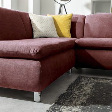 Max Winzer® Ecksofa Terrence Ecksofa links mit Sofa 2,5-Sitzer rechts Flachgewebe rot, 1 Stück, Made in Germany