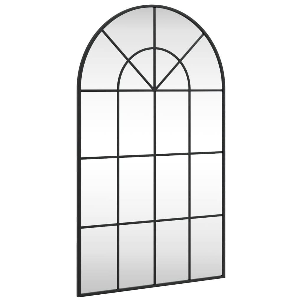 Spiegel Wandspiegel Schwarz 60x100 cm Gewölbt Eisen