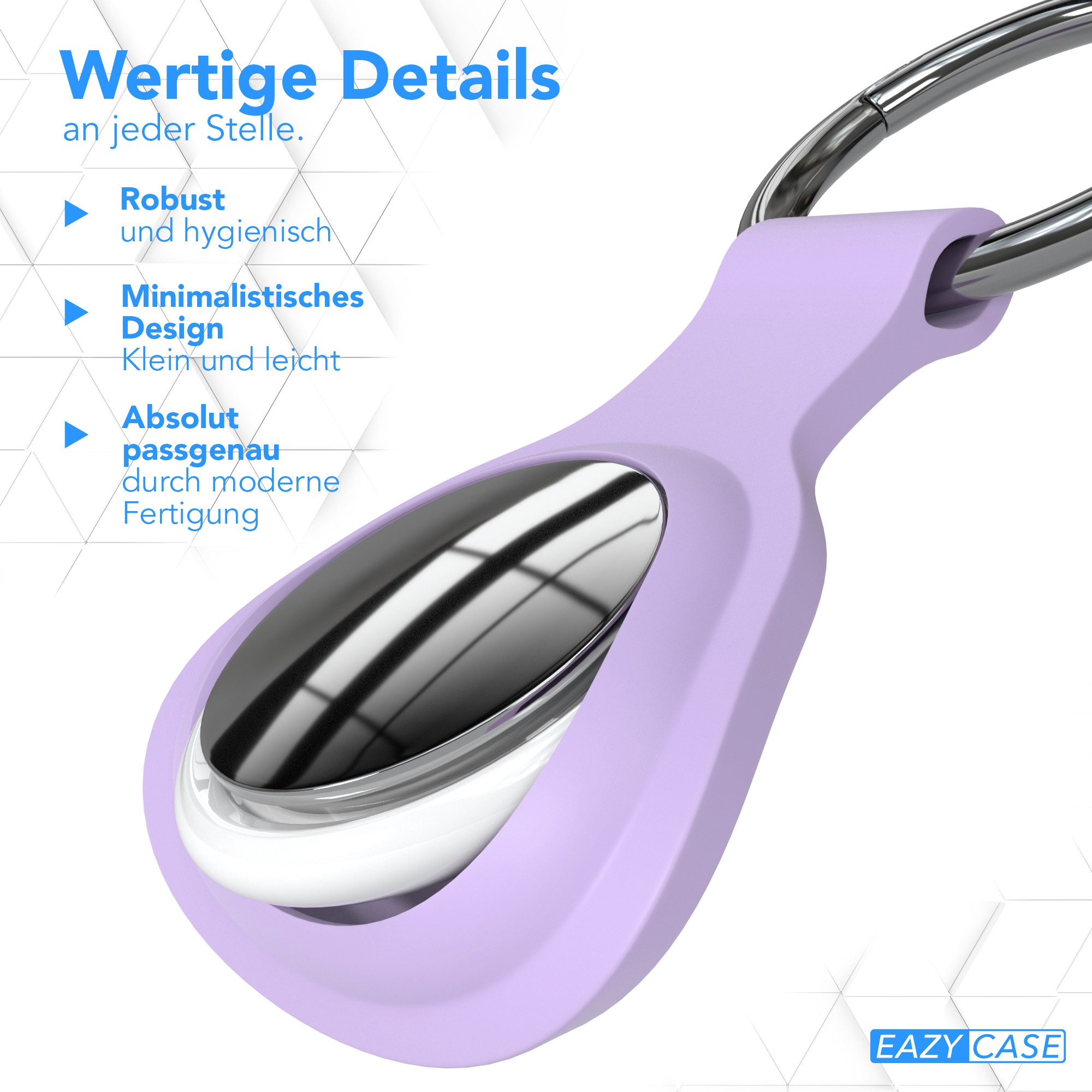EAZY CASE Schlüsselanhänger 3er Set Silikon Anhänger kompatibel Apple AirTag, Airtags Hülle mit Silikon Rand Weich Tracker Karabiner Lila – Bild 5 von 5