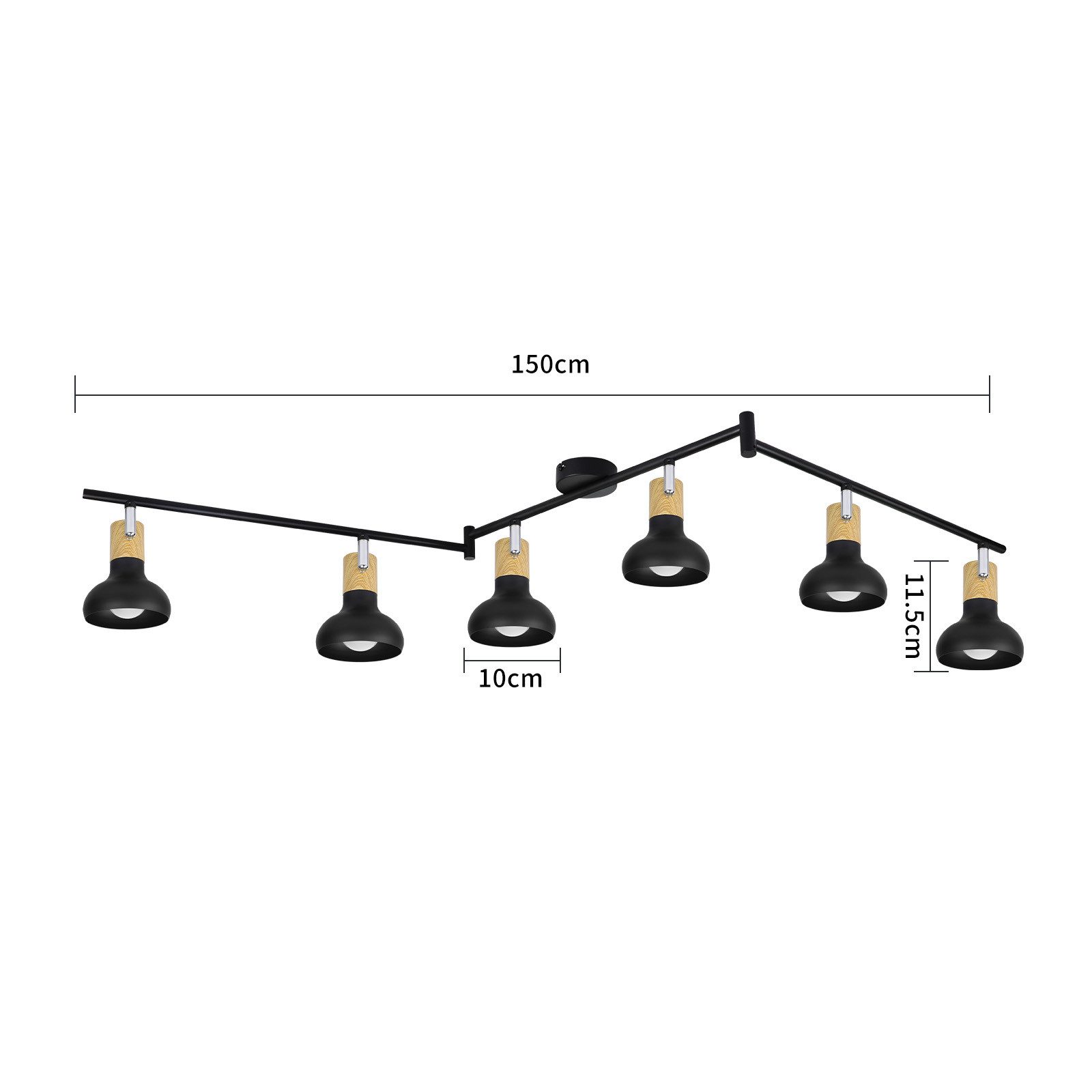 ZMH Deckenstrahler 6 Flammig E14 Deckenleuchte Vintage Metall für Flur Schlafzimmer, Einfache Installation, ohne Leuchtmittel, 350°Schwenkbar Innen Industrial Deckenspots