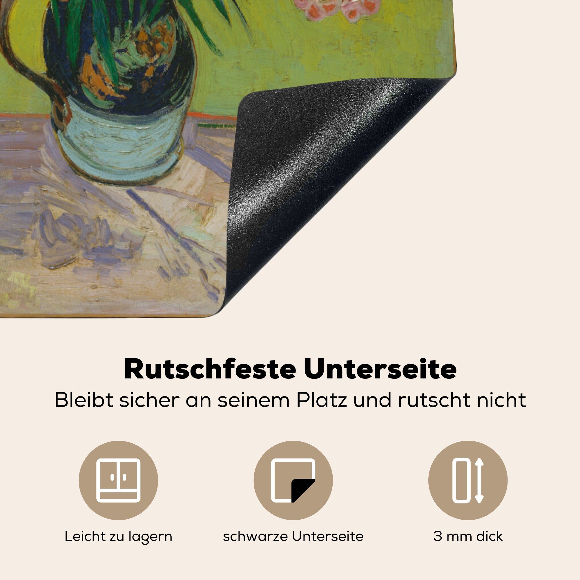 van Vinyl, Herdblende-/Abdeckplatte küche, Oleander für Induktionsmatte - tlg), cm, Der die Gogh, MuchoWow Vincent 59x52 (1 Ceranfeldabdeckung
