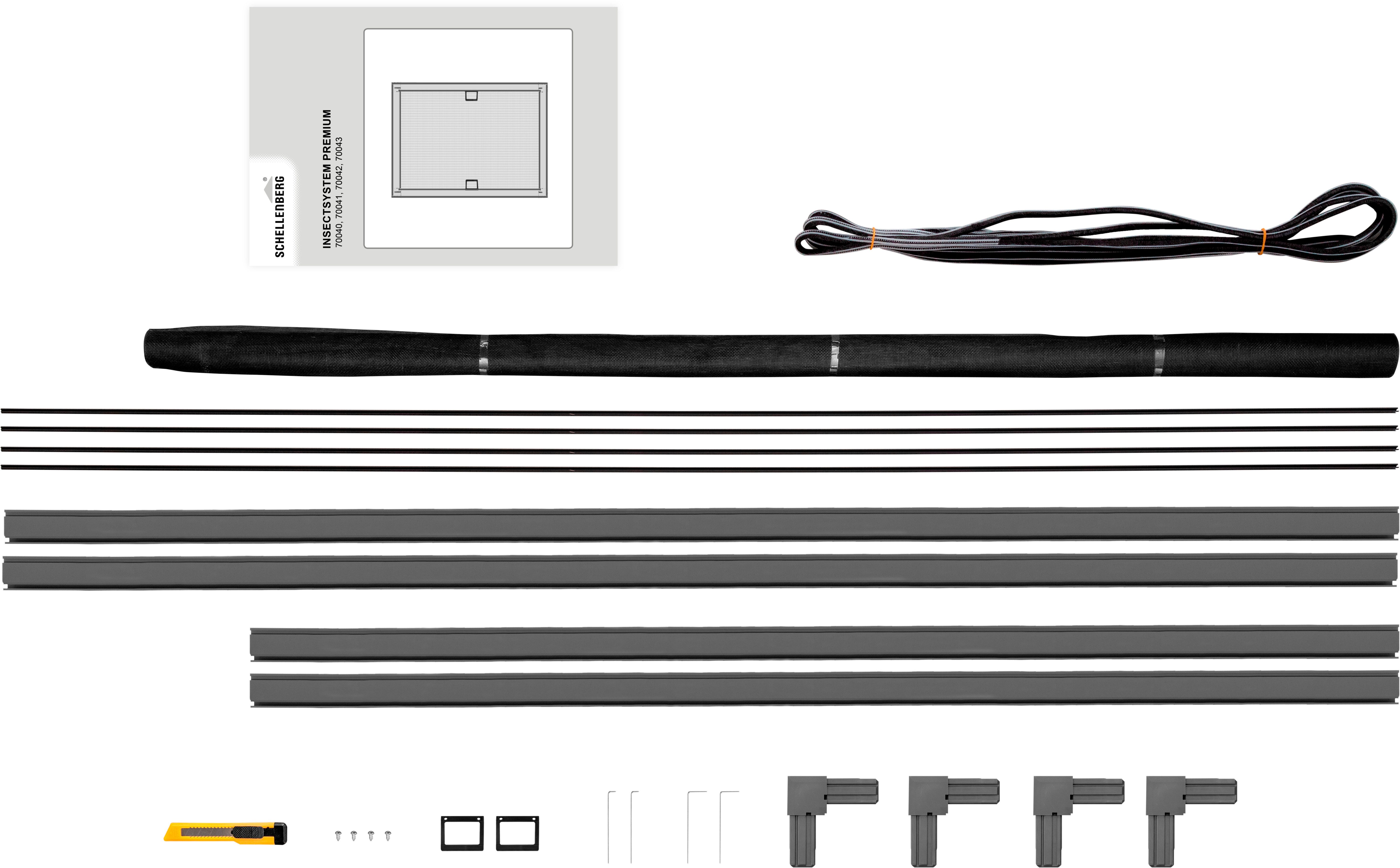 SCHELLENBERG Insektenschutz-Fensterrahmen Fliegengitter Fenster Premium, (Set, 1-St), mit Rahmen aus Aluminium in anthrazit und weiß, 100 x 120 cm