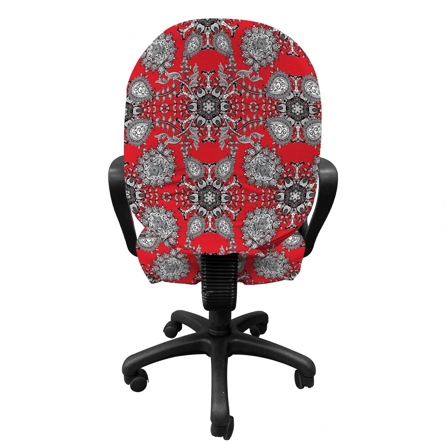 aus Bürostuhlhusse Paisley dekorative Stretchgewebe, Abakuhaus, Doodle Schutzhülle Mandala Red