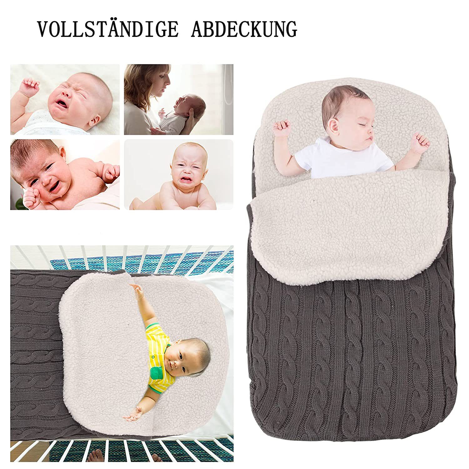 Kinderwagen, Babydecke Hellgrau Schlafsack GelldG Neugeborene Baby Decke Gestrickt für Wickeln