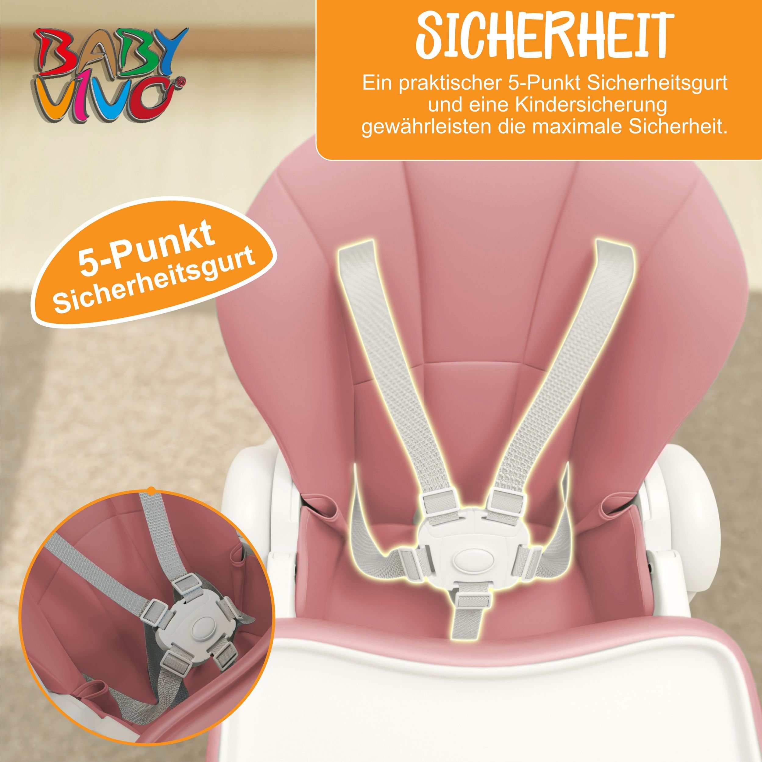 Vivo Design in aus Kunststoff Bubblegum Hochstuhl Tippy - Baby Kinderhochstuhl