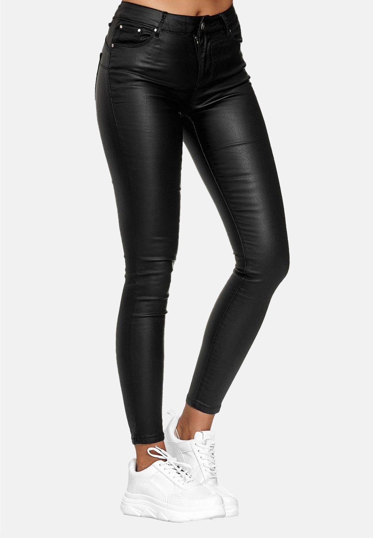 NEWPLAY Lederimitathose Leder Imitat Push Up Skinny Coated Denim Pants Push günstig online kaufen