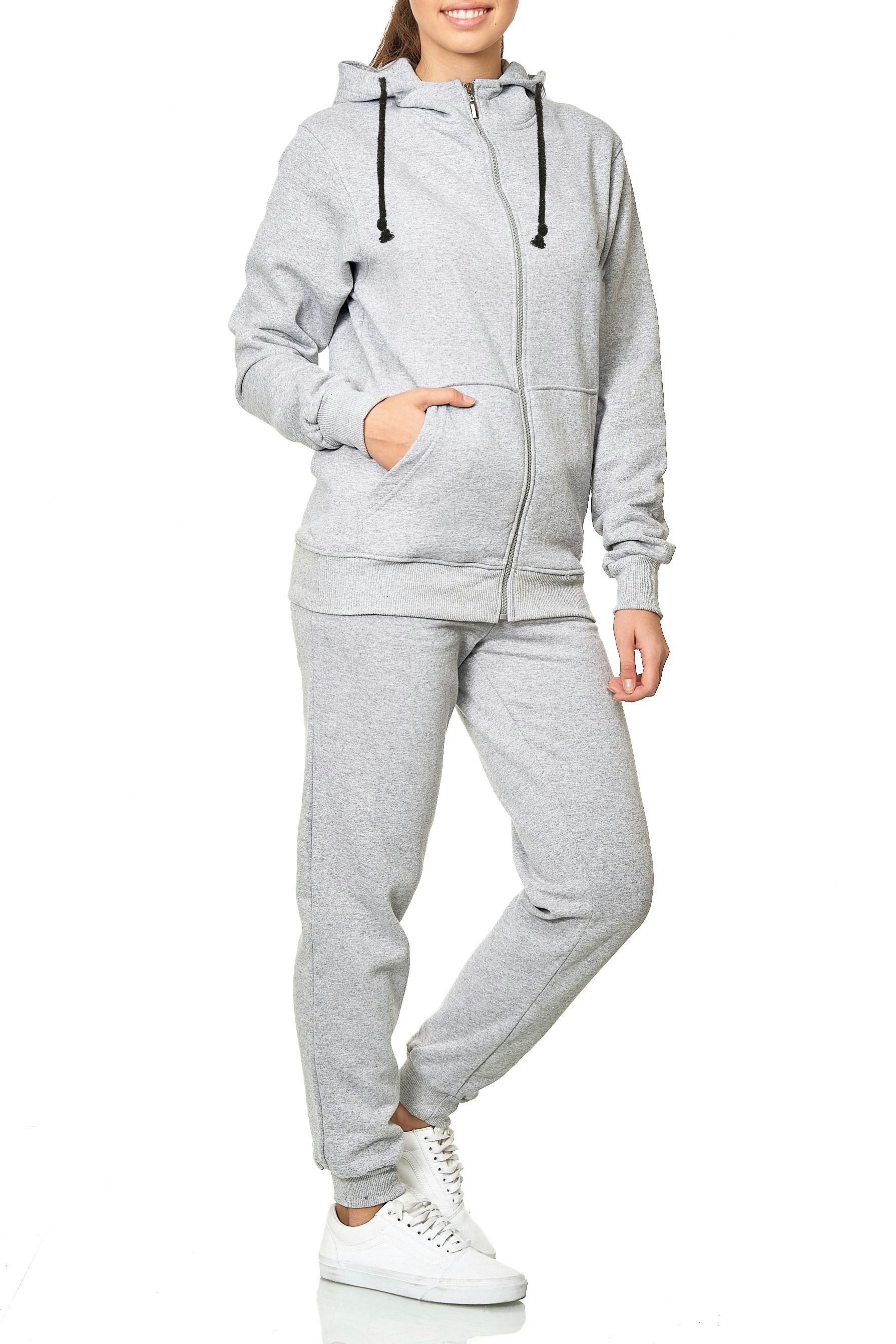 L.gonline Freizeitanzug Damen Jogging-ANZUG X240, Prime (Kapuzenjacke mit Reißverschluss, Hose, 2-tlg), Fitness Freizeit Casual