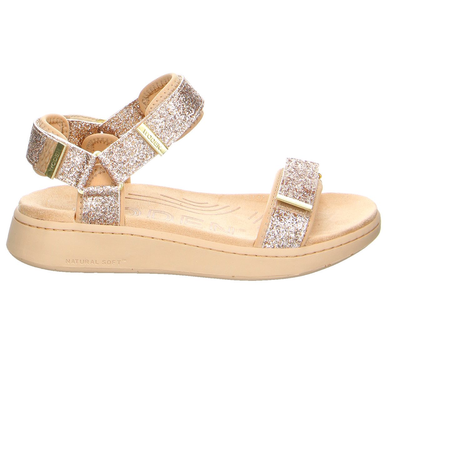 WODEN Woden Line Glitter Metallic, Glanzleder Sandale braun Sandale